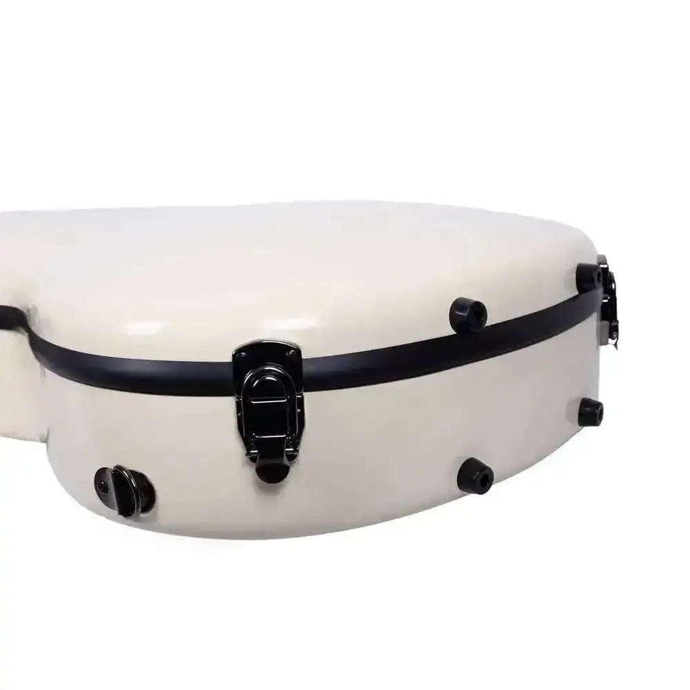 Crossrock CRF2021C classical full-size fiberglass guitar case in ivory with black latches and feet.