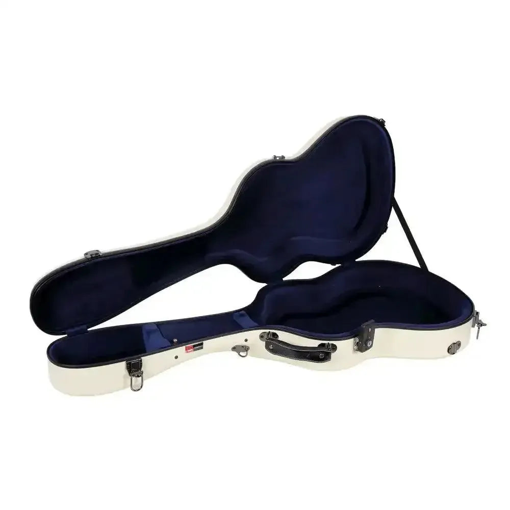 Crossrock CRF2021C classical full-size fiberglass guitar case in ivory with blue plush interior.