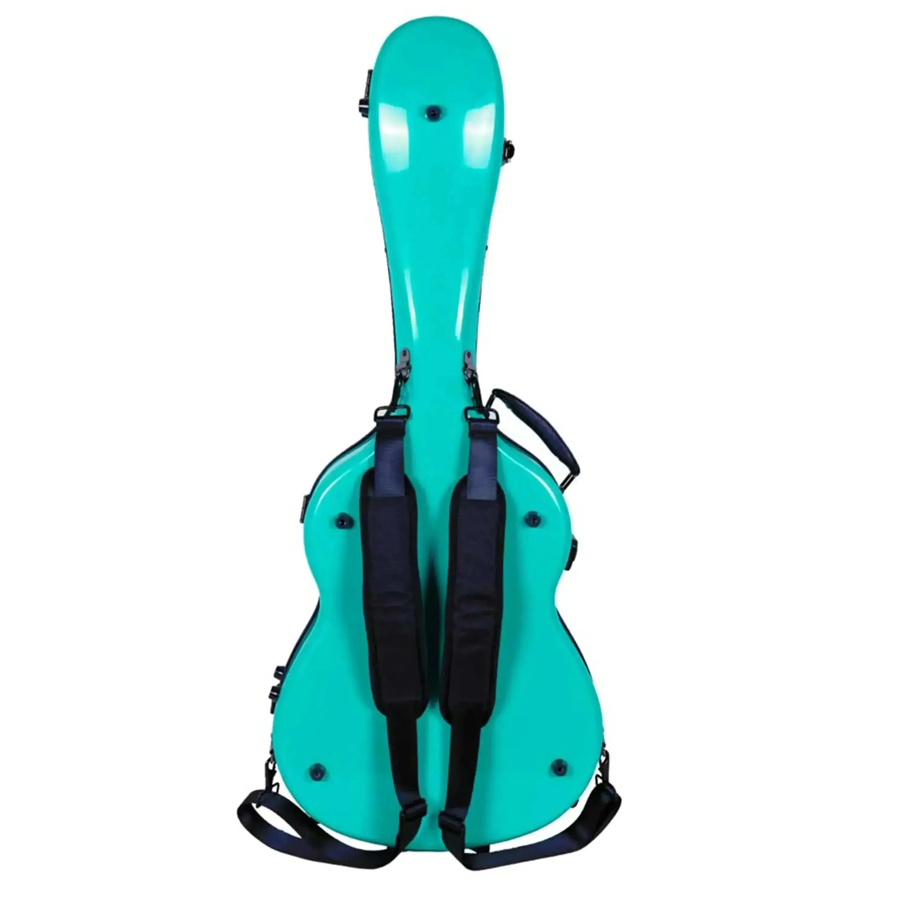 Crossrock CRF2021C full-size classical fiberglass guitar case in mint blue with black backpack straps.