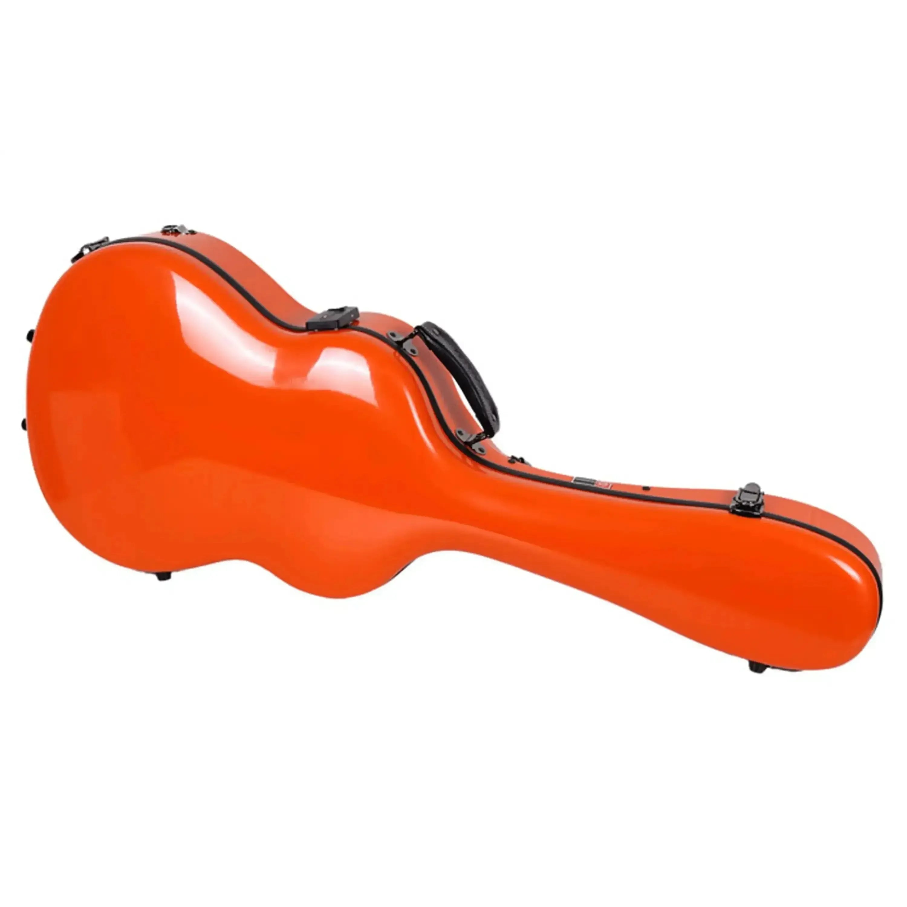 Crossrock CRF2021C full-size classical guitar case in vibrant orange fiberglass with black trim and handle.
