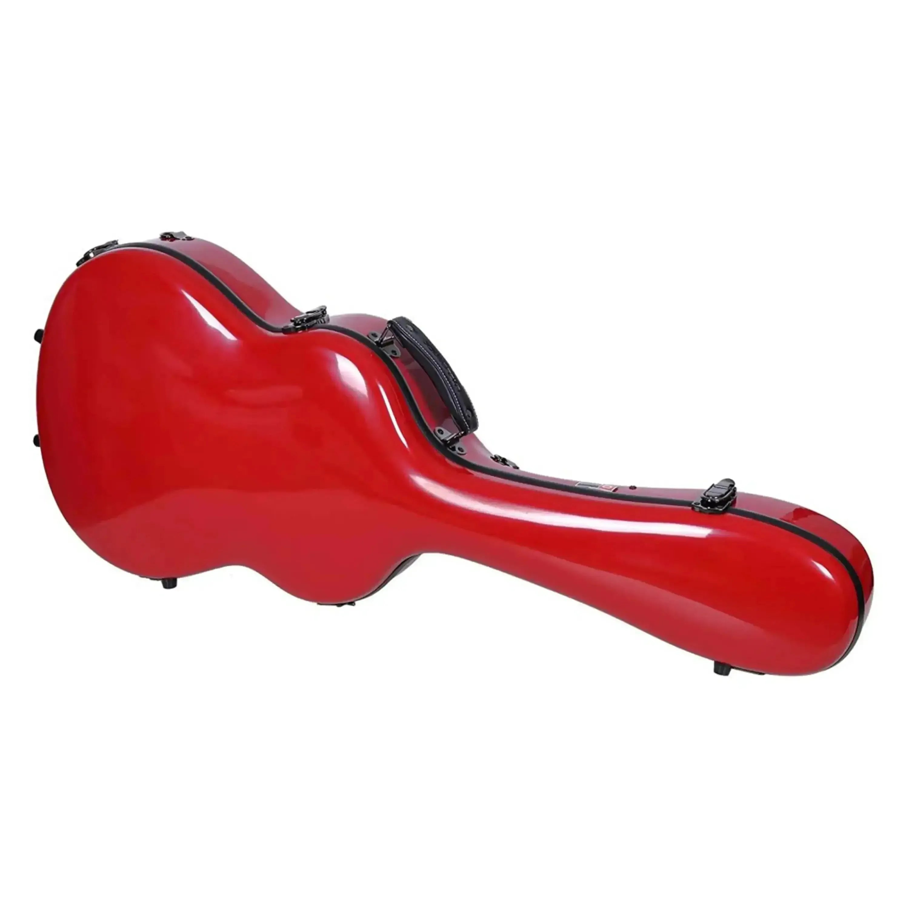 Crossrock CRF2021C full-size classical guitar case in glossy red fiberglass with black trim and handle.
