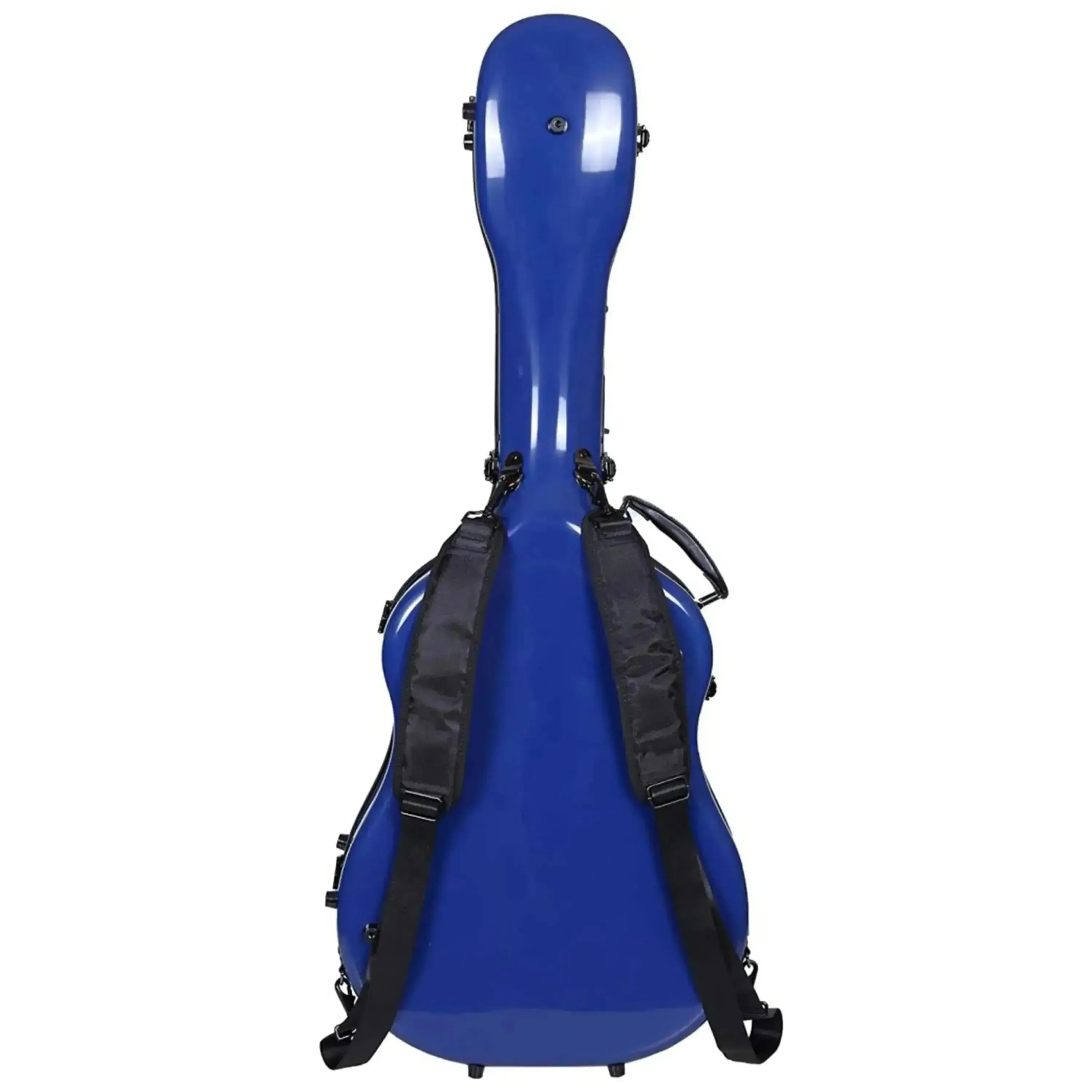 Crossrock CRF2021DNVBL navy blue fiberglass dreadnought acoustic guitar case with backpack straps.