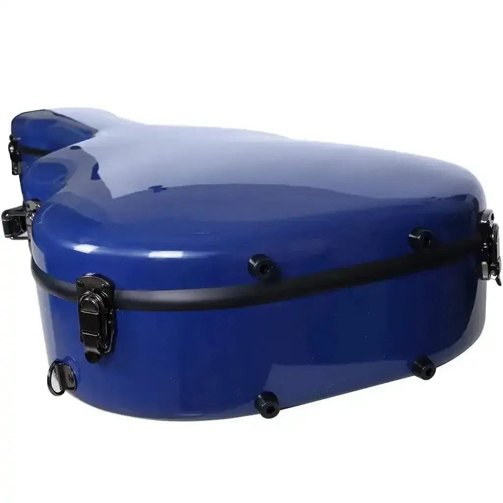 Crossrock CRF2021DNVBL navy blue fiberglass dreadnought acoustic guitar case with black latches.
