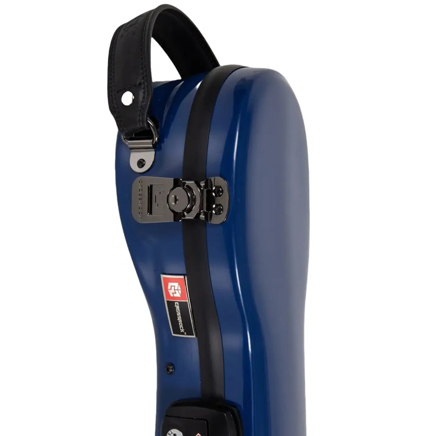 Crossrock CRF2030CU blue fiberglass concert ukulele case with black leather handle and TSA lock.