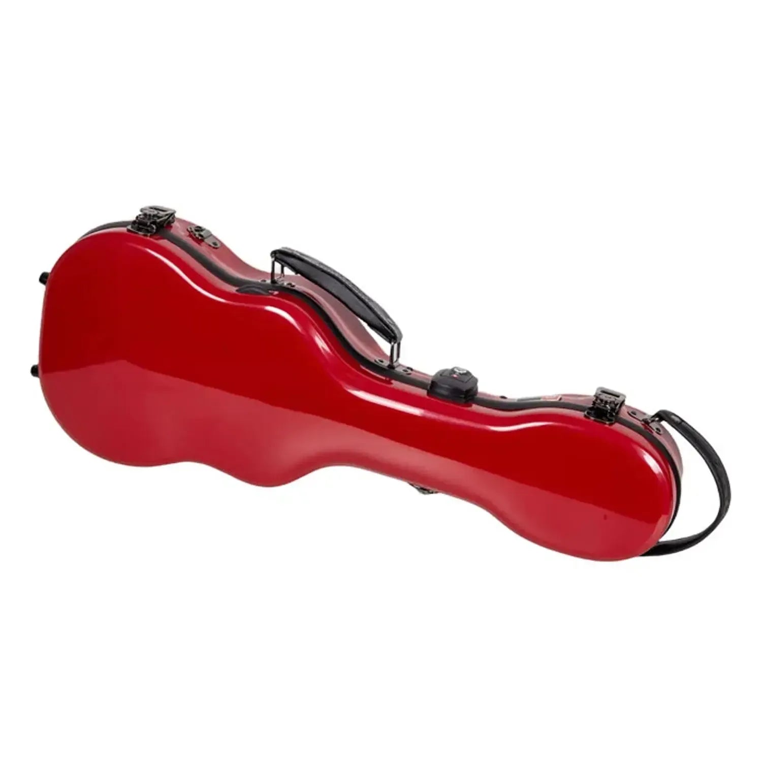 Crossrock CRF2030CU red glossy fiberglass concert ukulele case with black handle and latches.