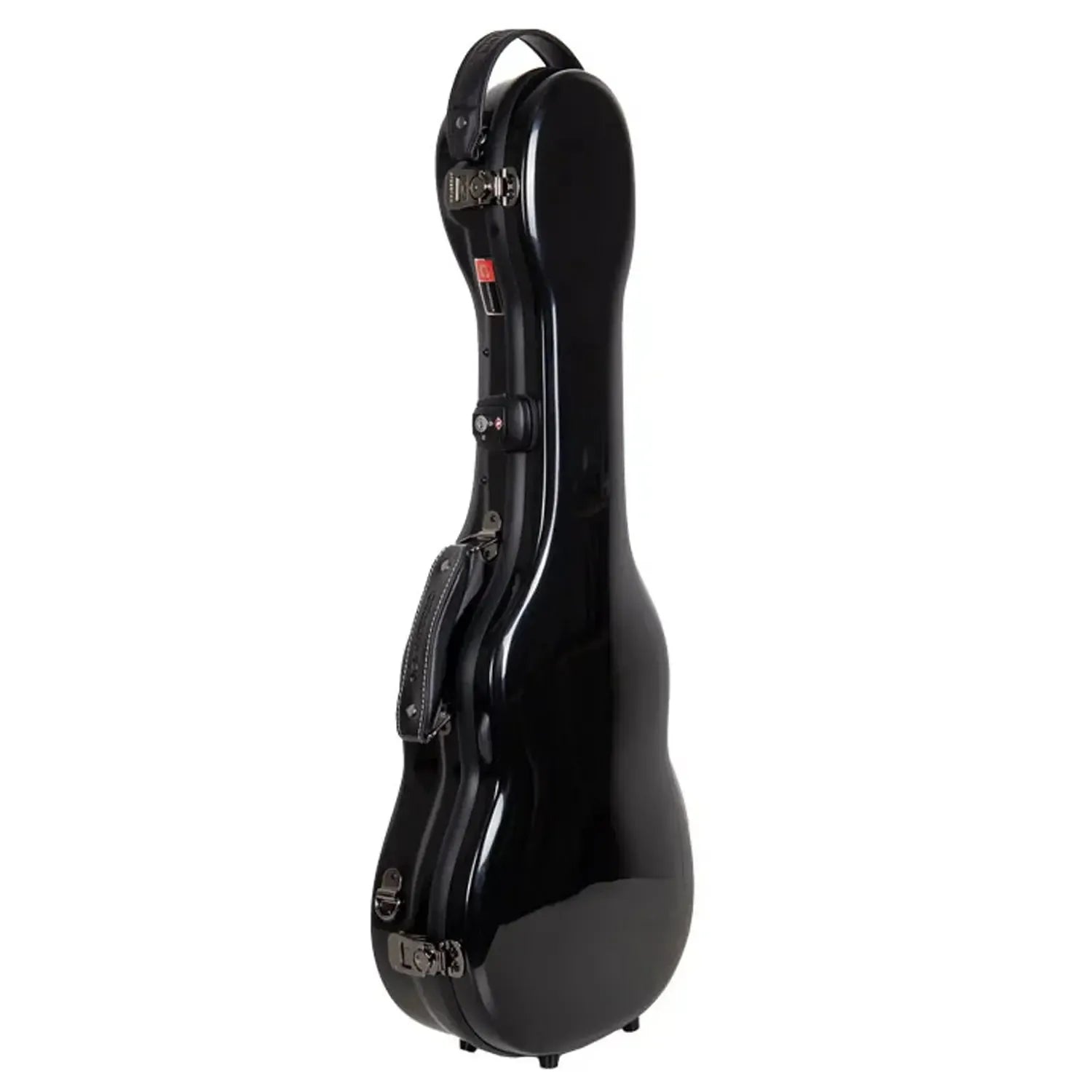 Crossrock CRF2030TU black glossy fiberglass tenor ukulele case with latches and handle.