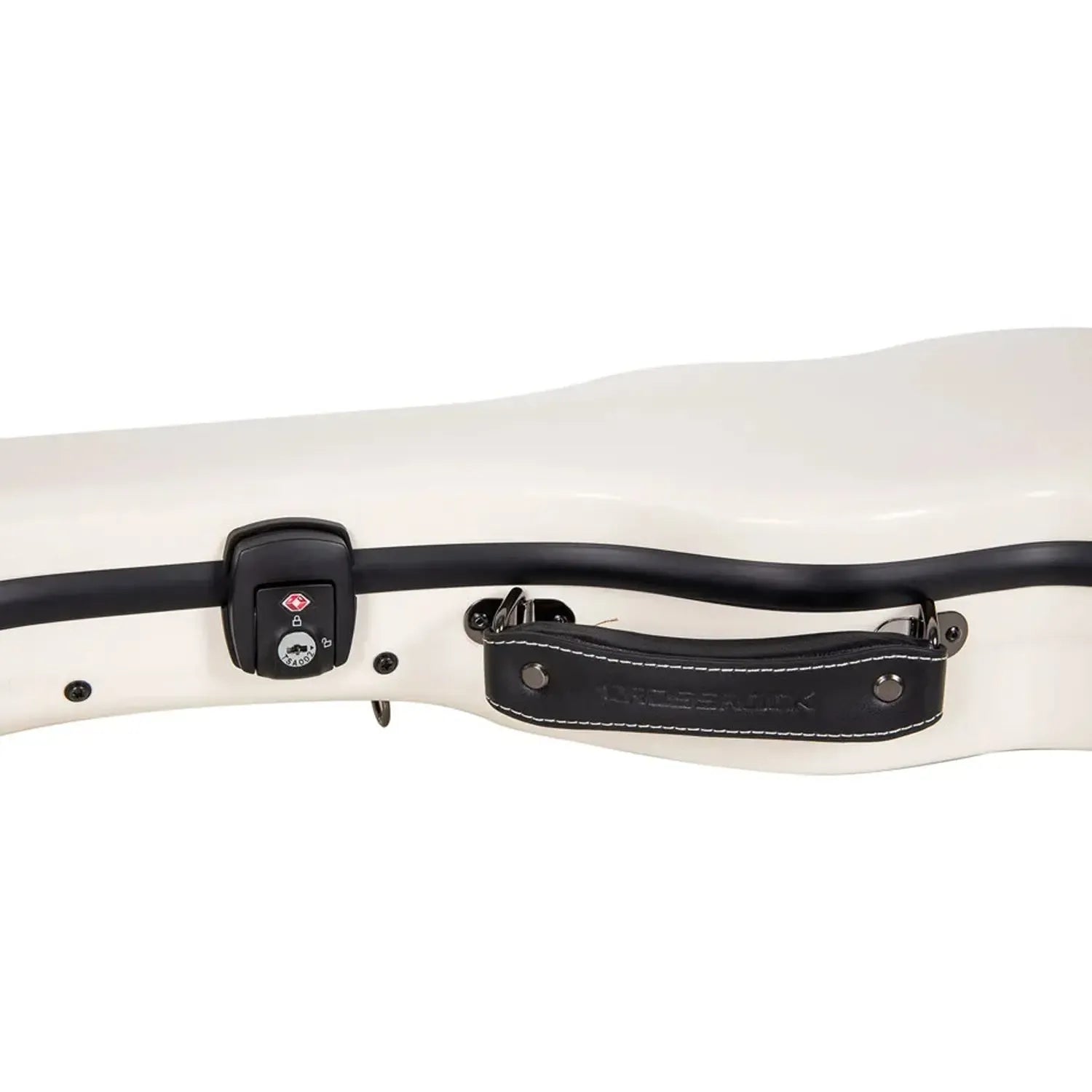 Crossrock CRF2030TU milk-white fiberglass tenor ukulele case with black handle and TSA lock.