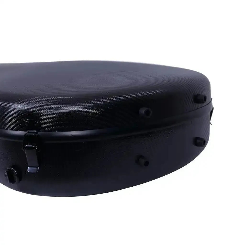 Crossrock CRF4020CBK black poly carbonate 4/4 classical guitar case with carbon wave exterior.