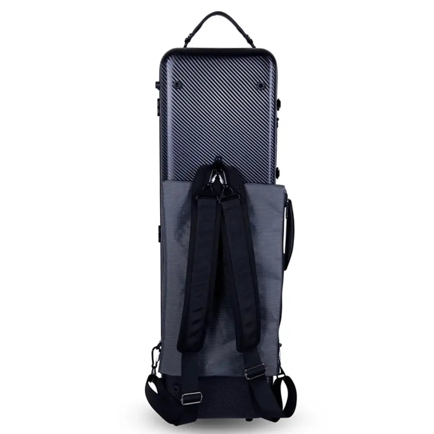 Crossrock black polycarbonate oblong 4/4 violin case with carbon wave anti-scratch surface and backpack straps.