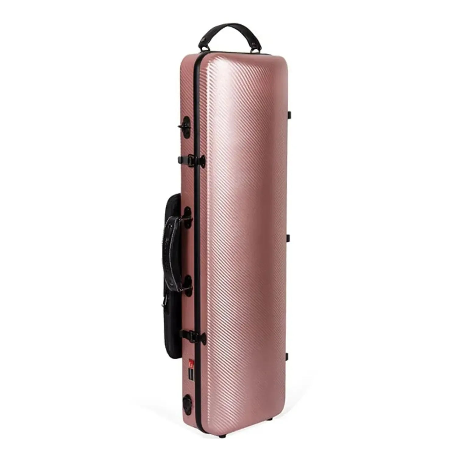 Crossrock CRF4020OV 4/4 violin case in rose-gold polycarbonate with carbon wave anti-scratch surface.