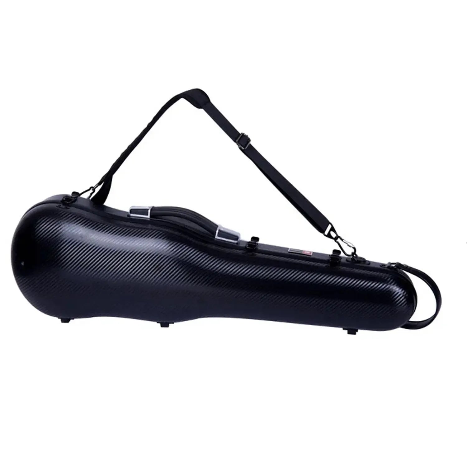 Crossrock CRF4020SV black polycarbonate 4/4 violin case with carbon wave finish and shoulder strap.