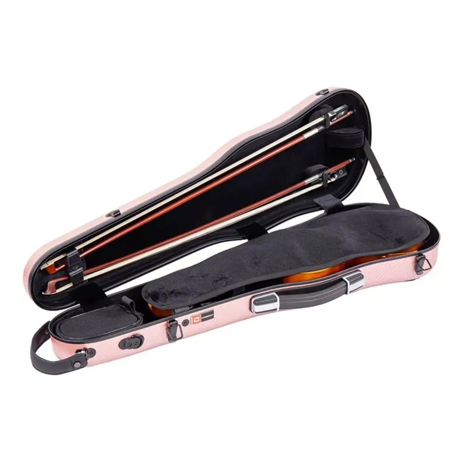 Crossrock CRF4020SV 4/4 violin case in rose-gold polycarbonate with black plush interior.