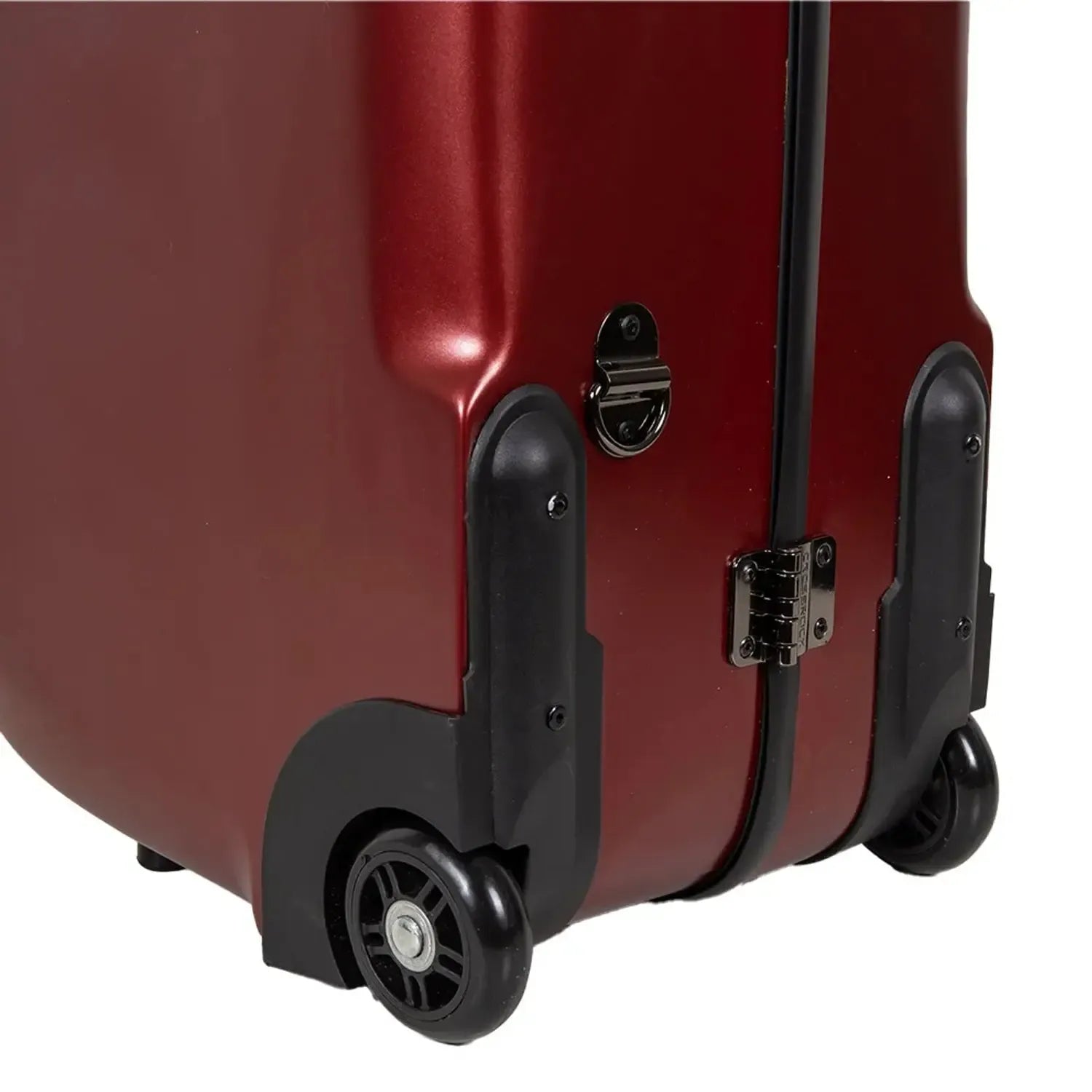 Crossrock CRF4050BS red polycarbonate baritone saxophone case with wheels and alloy hardware.
