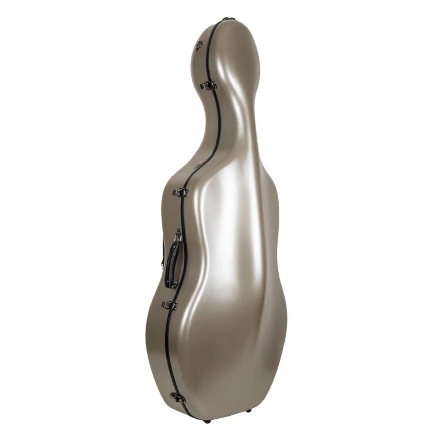 Crossrock CRF4050CEF 4/4 cello case in champagne polycarbonate with black latches and handle.