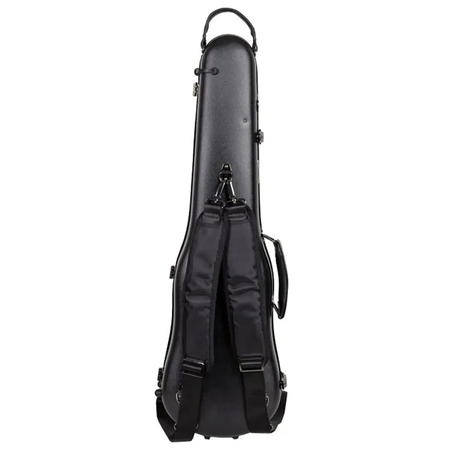 Crossrock CRF4050VF black polycarbonate 4/4 violin case with backpack straps and handle.