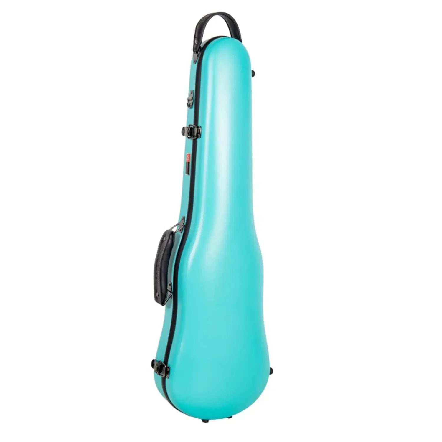 Crossrock CRF4050VF 4/4 violin case in mint-blue polycarbonate with black trim and handle.