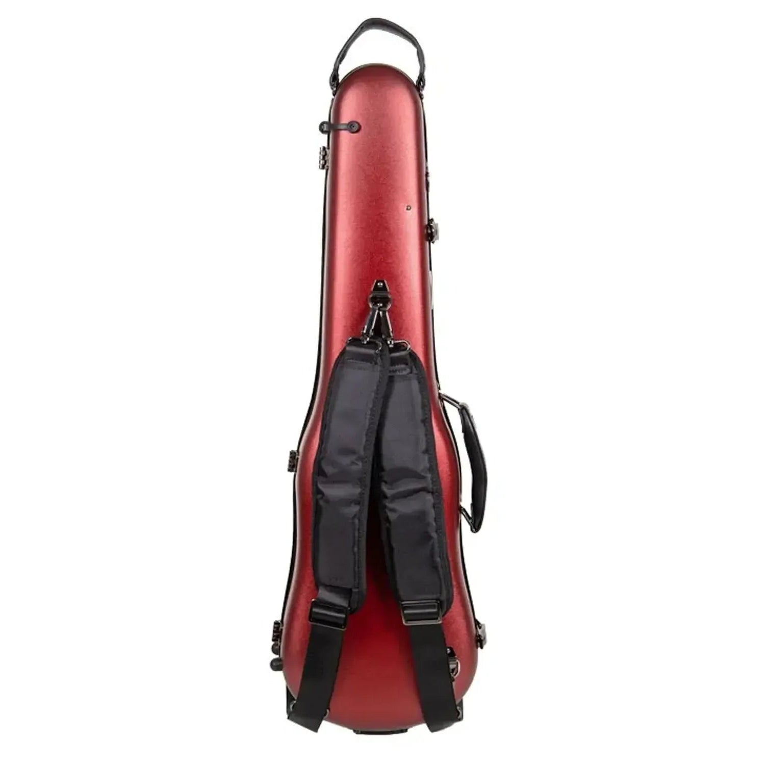 Crossrock CRF4050VF red polycarbonate 4/4 violin case with black straps and handle.