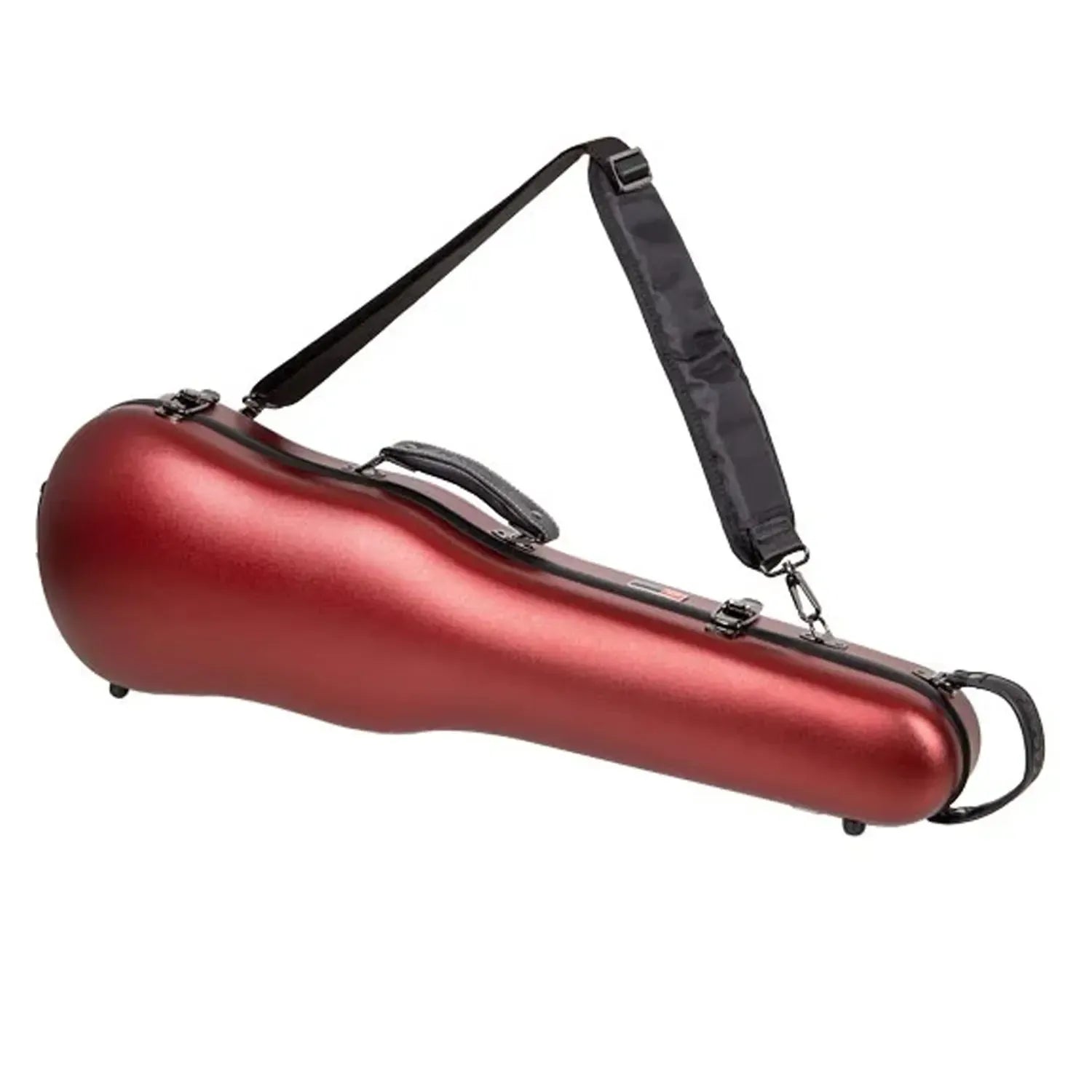 Crossrock CRF4050VF red polycarbonate 4/4 violin case with black shoulder strap.