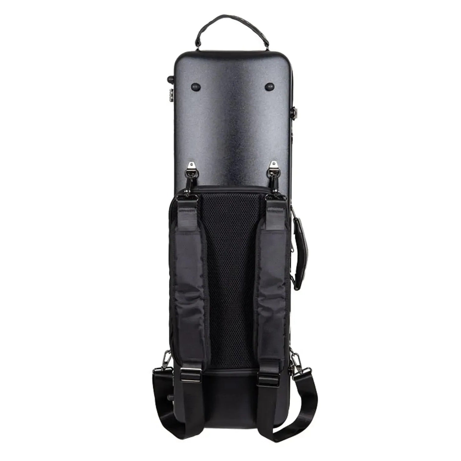 Crossrock CRF4050VF-R black polycarbonate oblong 4/4 violin flight case with backpack straps.