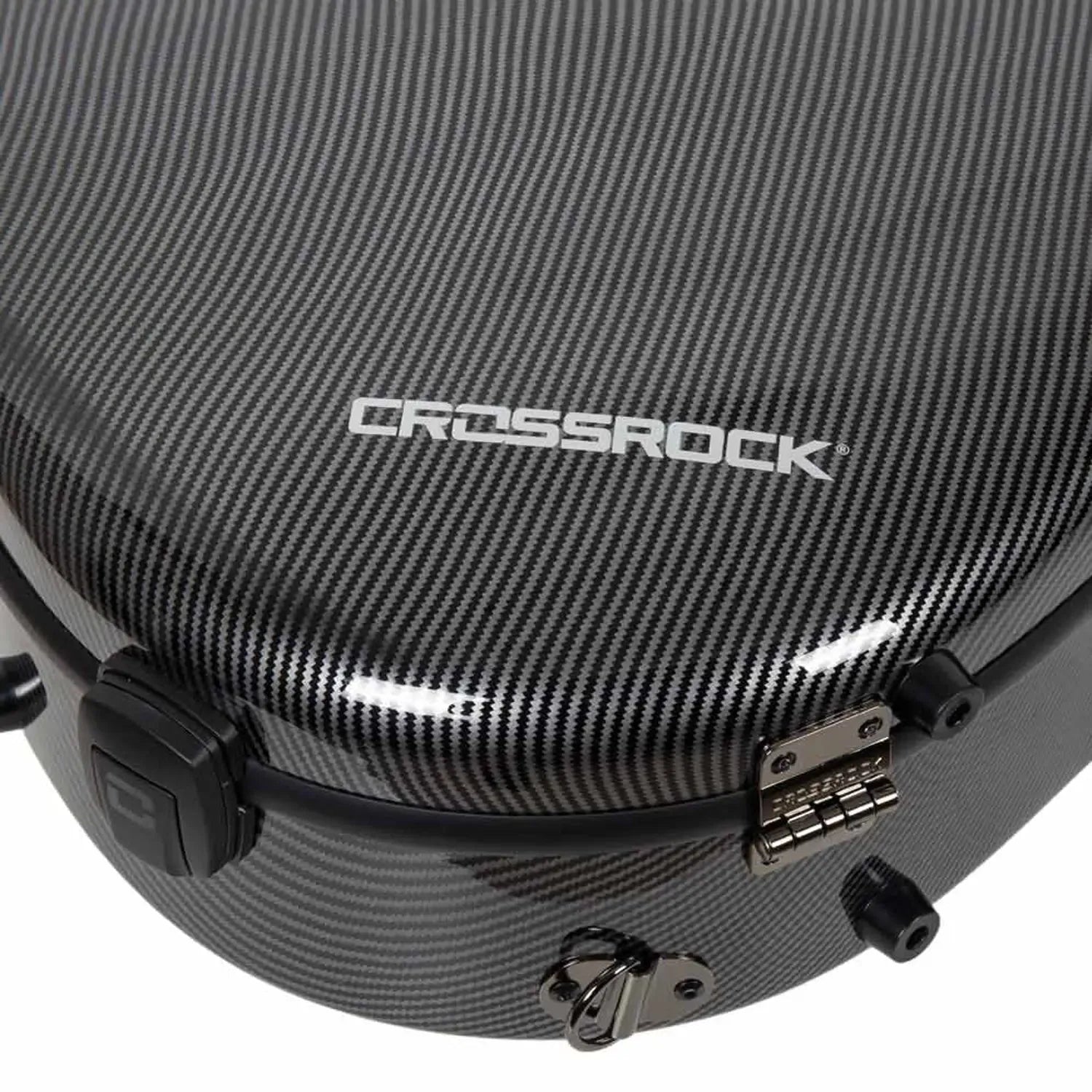 Crossrock CRF5030C ultra-light black carbon fiber classical guitar case with metal latches.