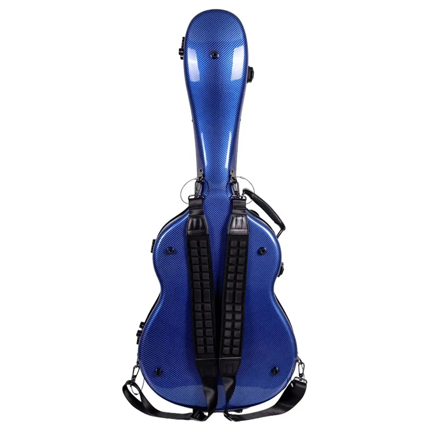 Crossrock CRF5030C ultra-light blue fiberglass flamenco classical guitar case with backpack straps.