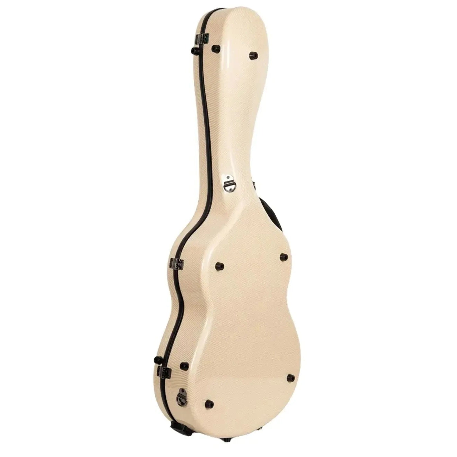 Crossrock CRF5030C ultra-light ivory fiberglass classical guitar case with black trim and latches.