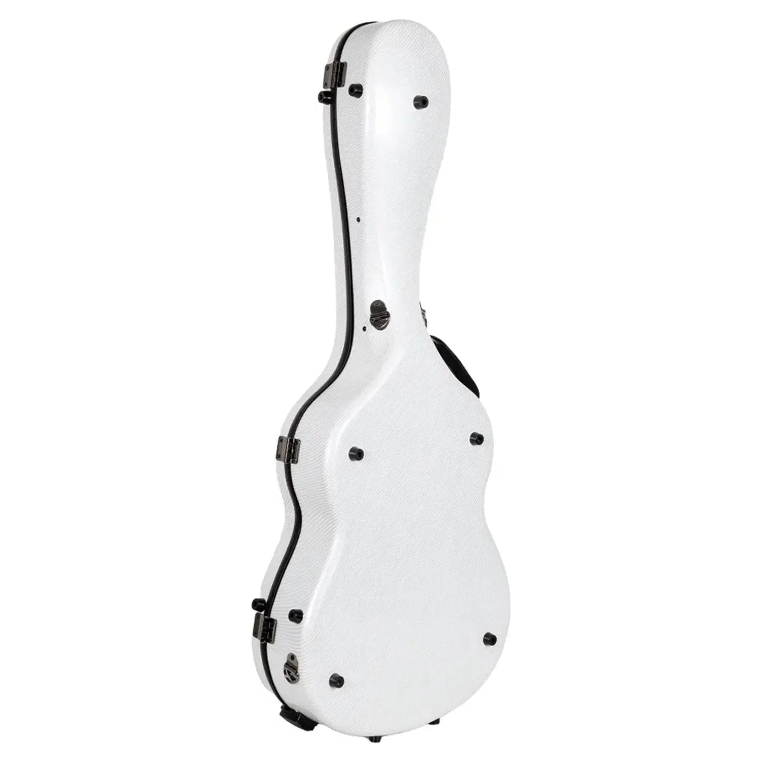 Crossrock CRF5030C white ultra-light fiberglass classical guitar case with black latches.