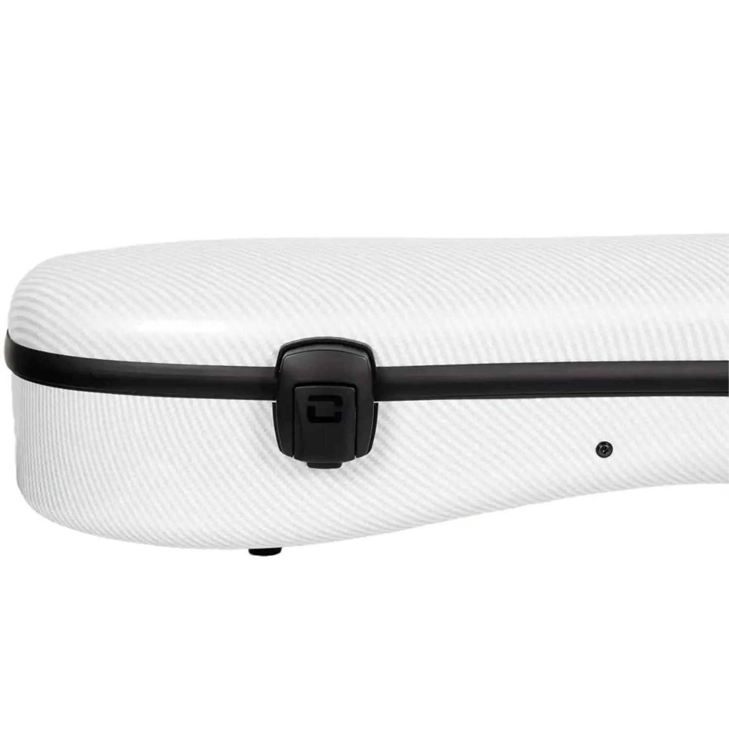 Crossrock CRF5030C ultra-light white fiberglass classical guitar case with black trim and latch.