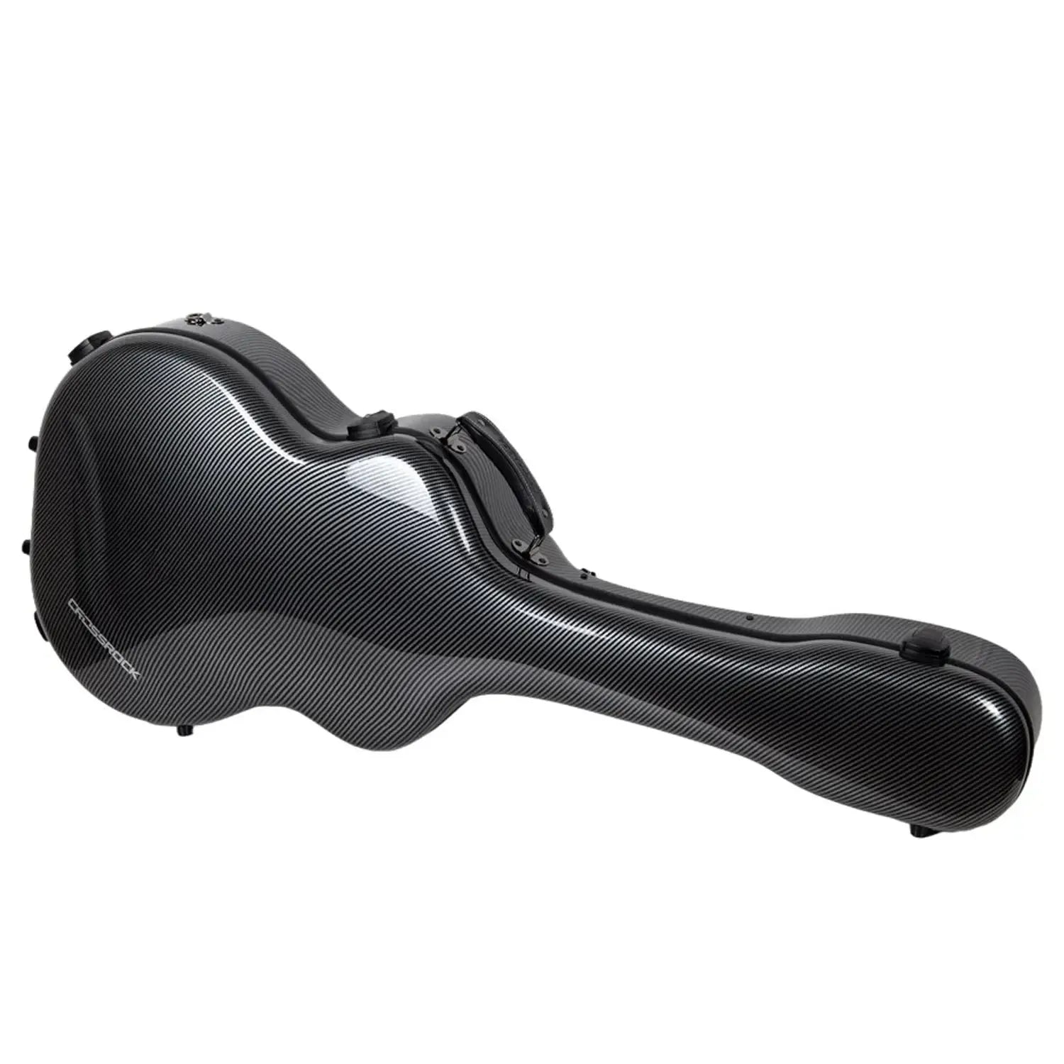 Crossrock CRF5030OM ultra-light black fiberglass OM/000 acoustic guitar case with textured finish.