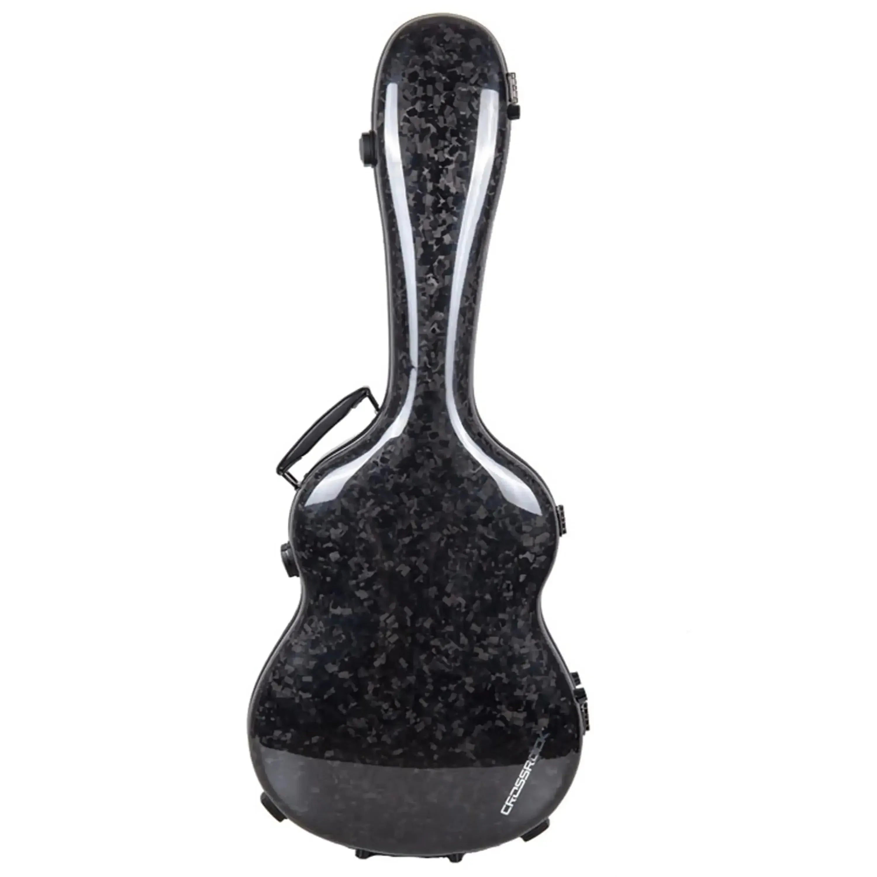 Crossrock Air Carbon 4/4 Classical Guitar Case in black marble finish with handle.