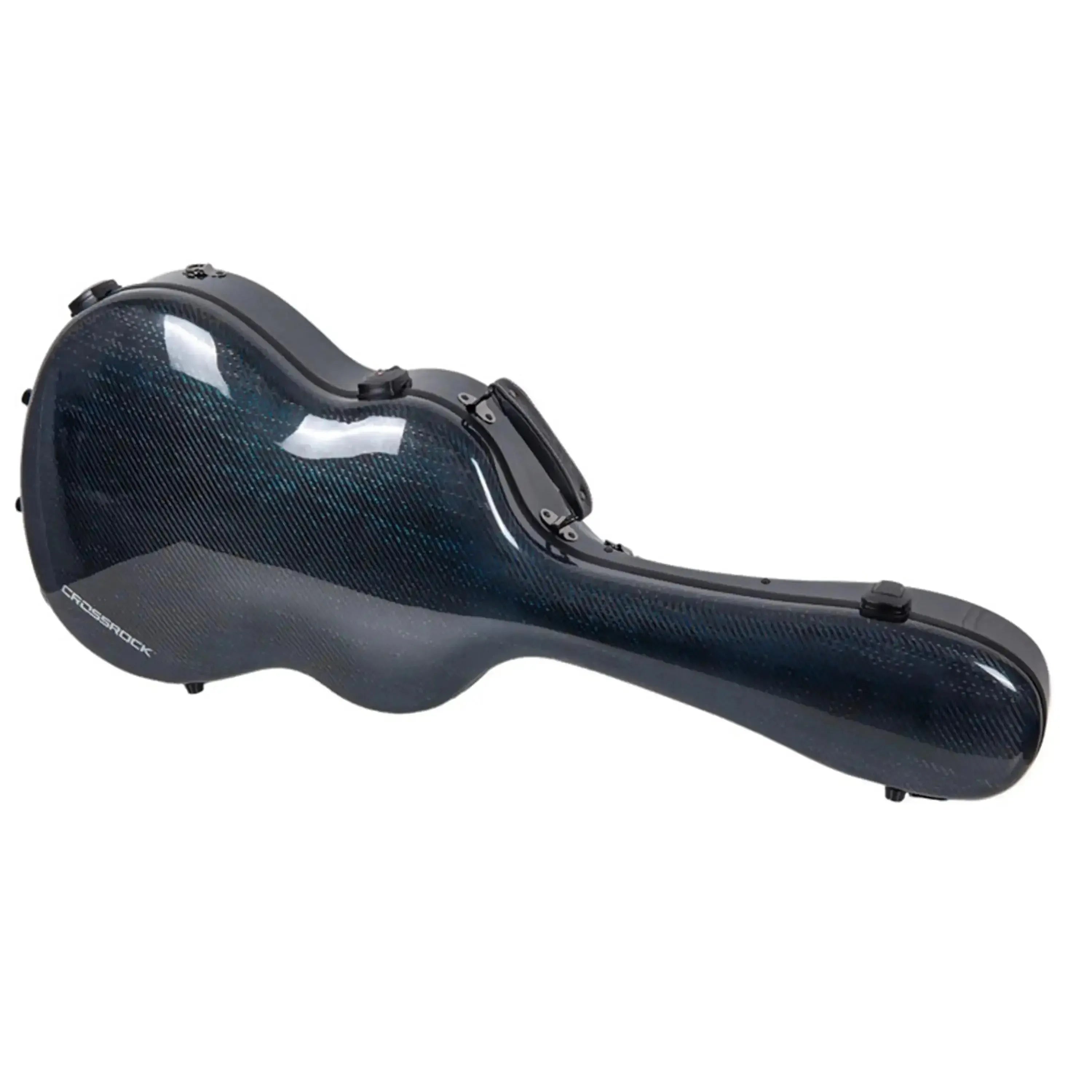 Crossrock CRF6030CBT Air Carbon 4/4 Classical Guitar Case in blue tweed with handle.