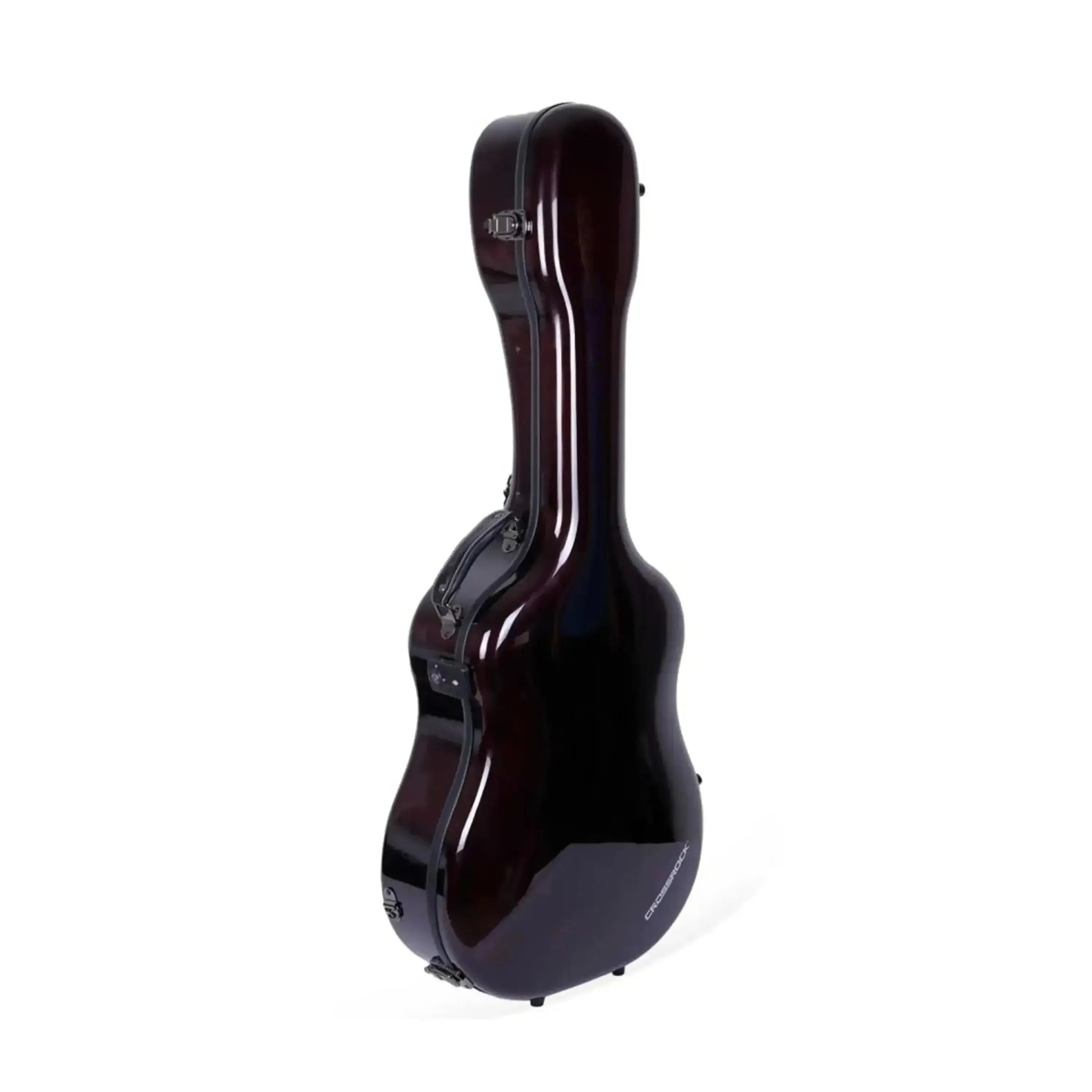 Crossrock Air Carbon Dreadnought Guitar Case in glossy red, side view.