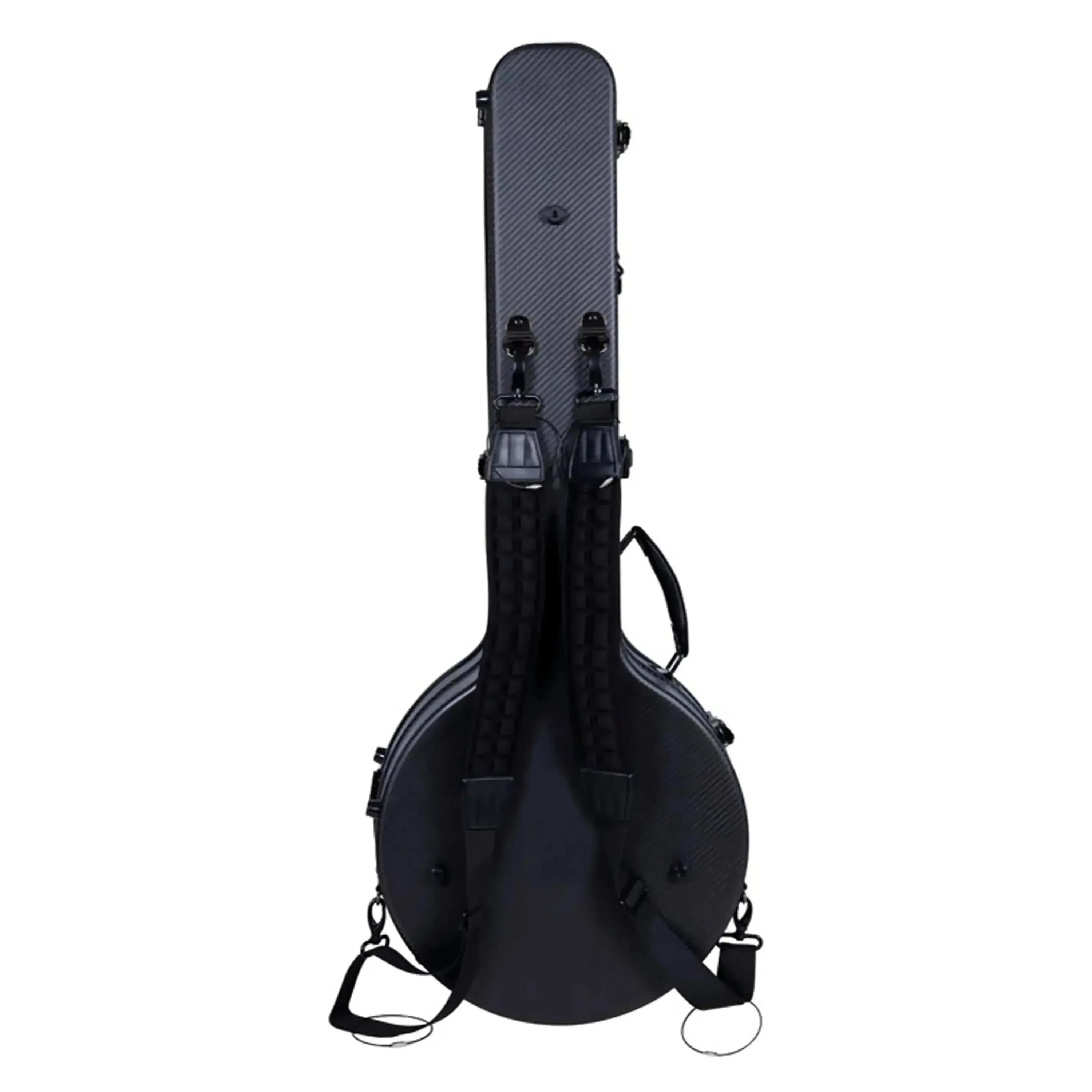 Black Crossrock Air Carbon Masterstone Resonator Banjo Case with backpack straps.