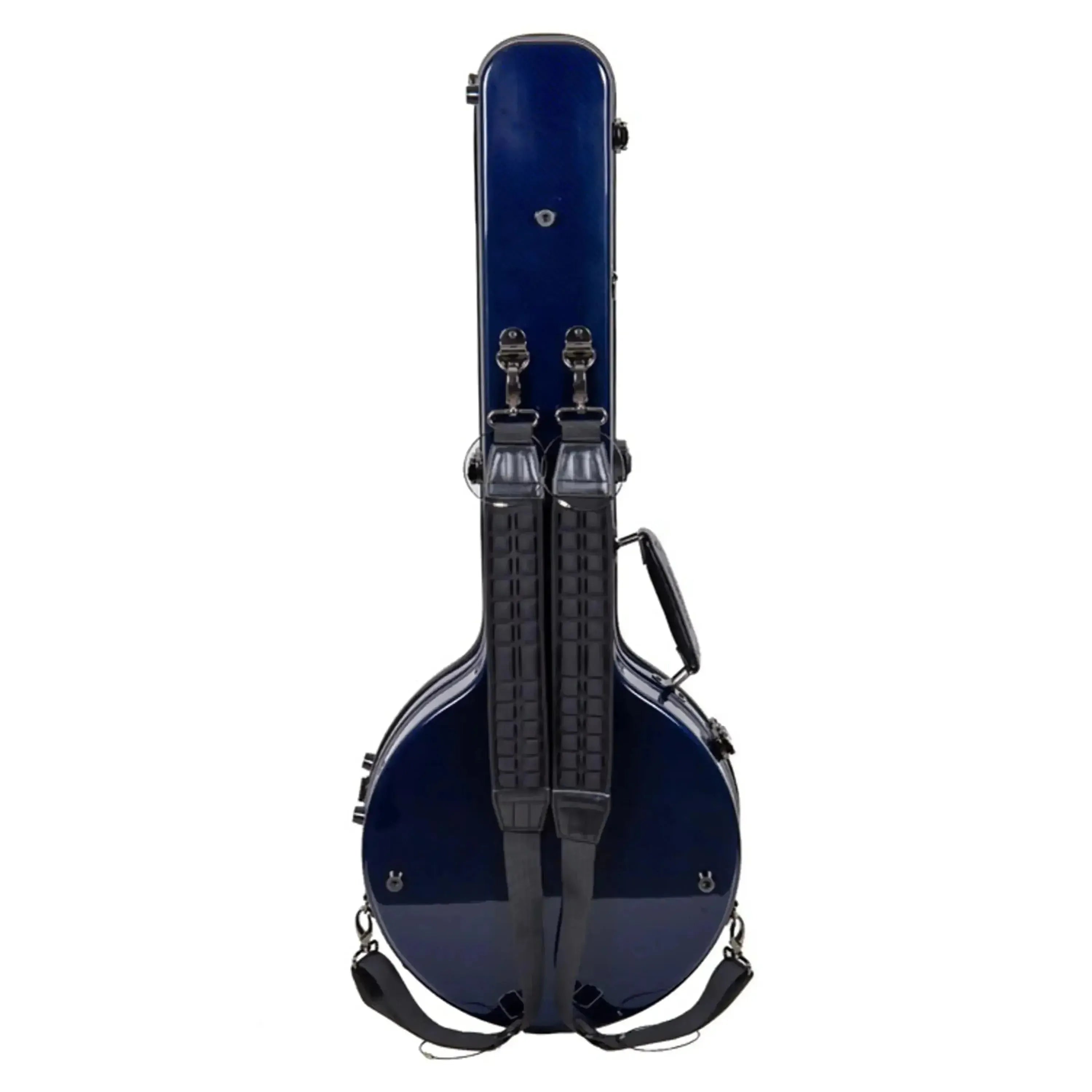 Crossrock CRF6030MBJBL Air Carbon Masterstone Resonator Banjo Case in glossy blue with backpack straps.