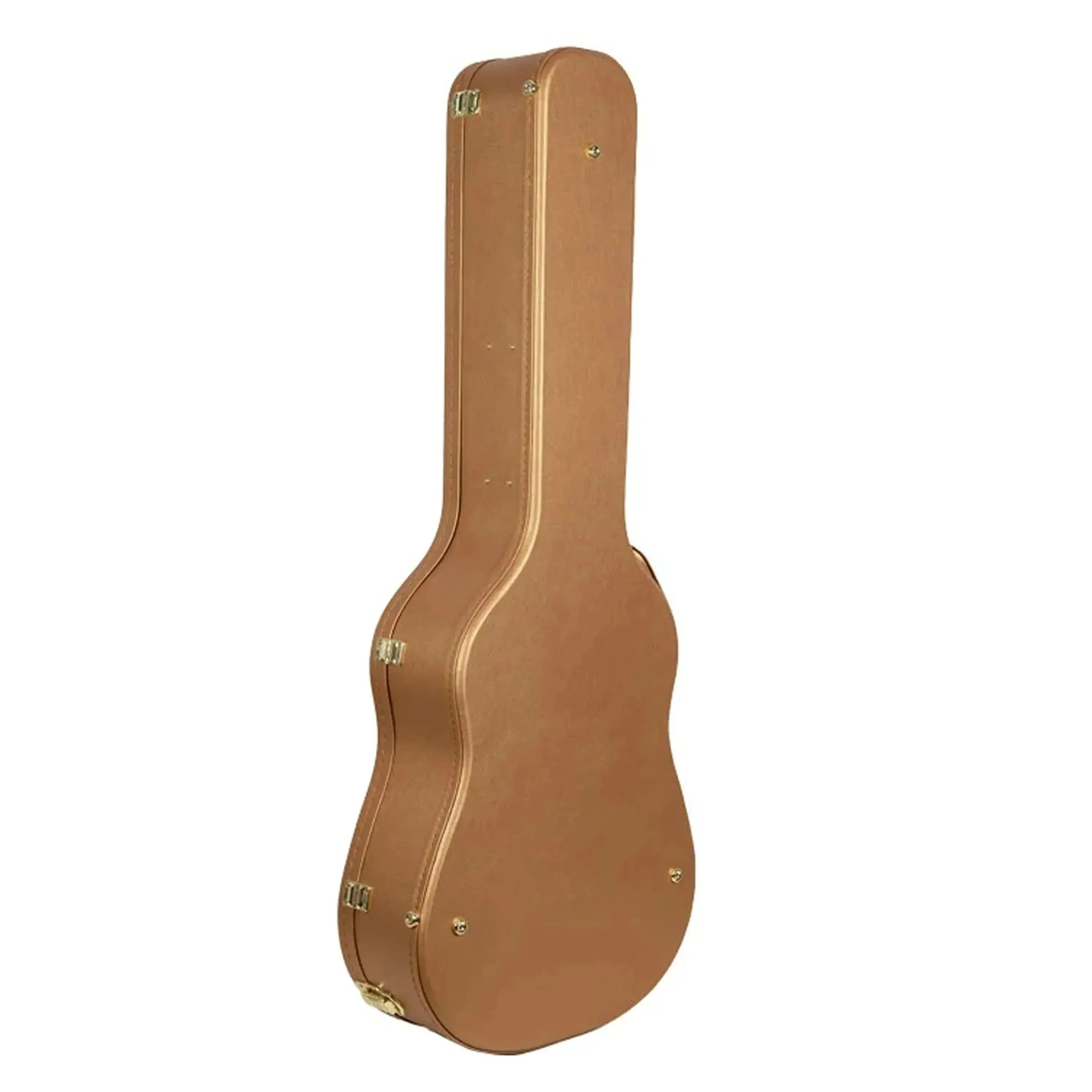 Crossrock CRW520D Luxury-Gold jumbo dreadnought guitar case with archtop design and gold hardware.