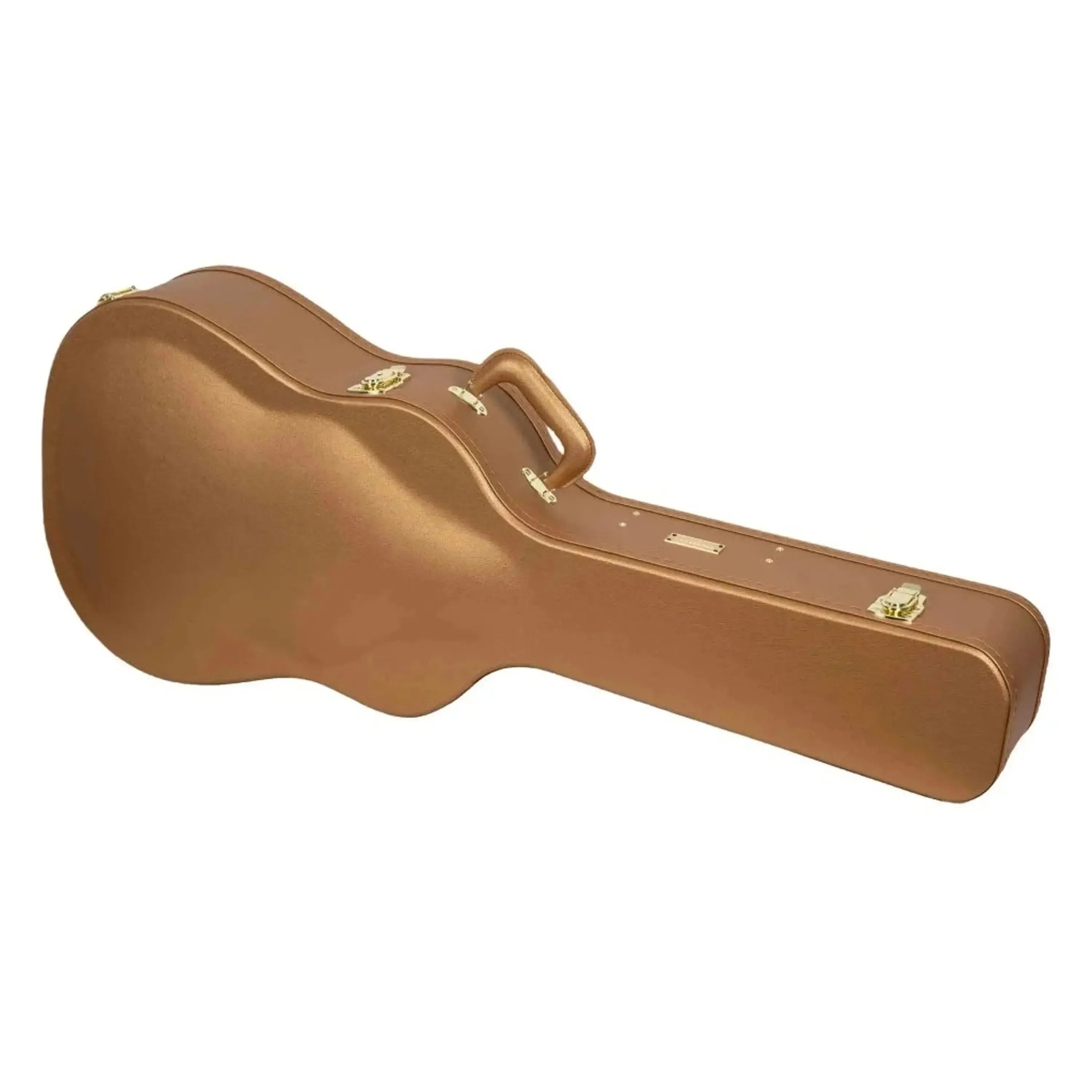 Crossrock Designer Series Dreadnought Guitar Case in Luxury-Gold with gold hardware and arched top.