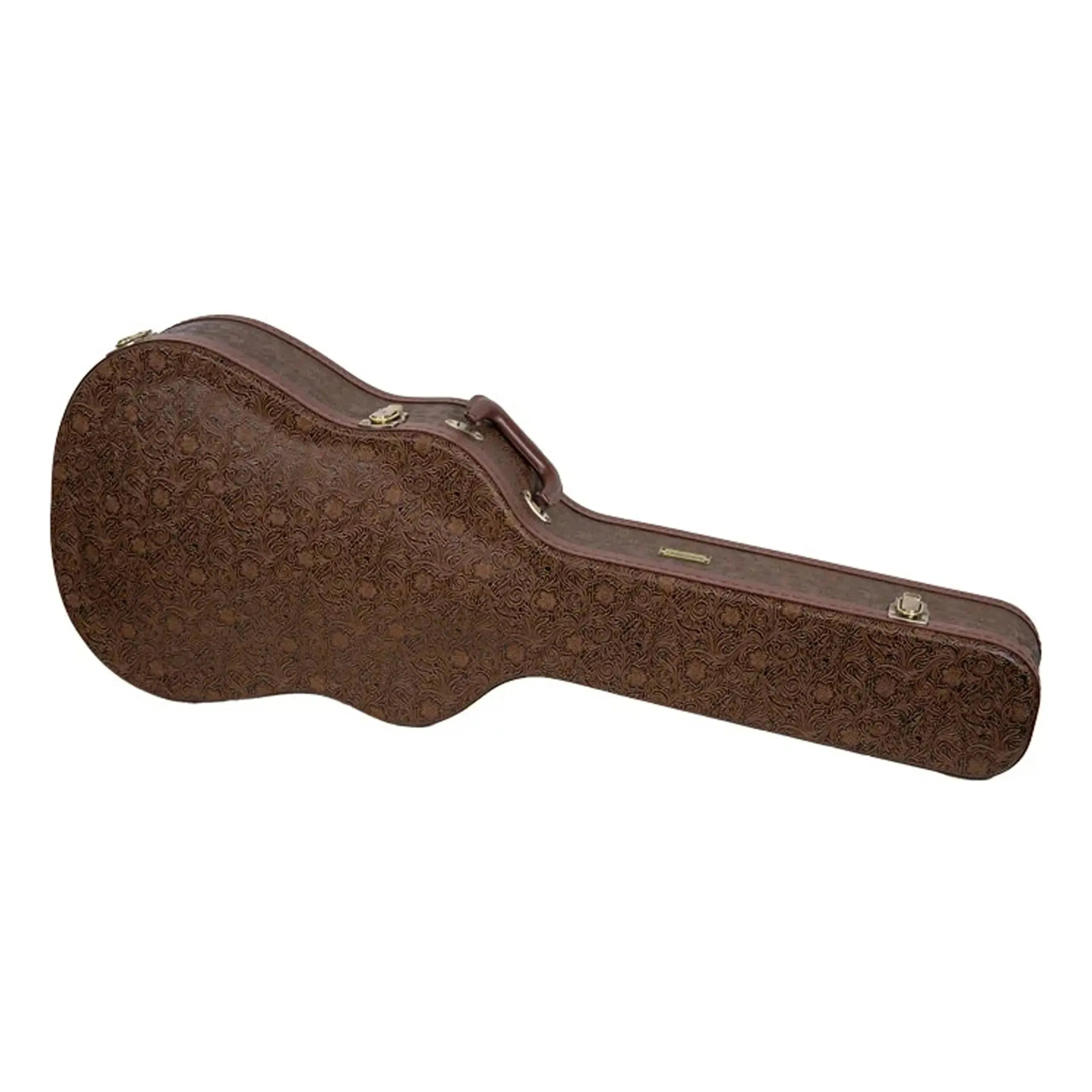 Crossrock CRW530D Jumbo Dreadnought guitar case, dark brown with vintage flora embossing.