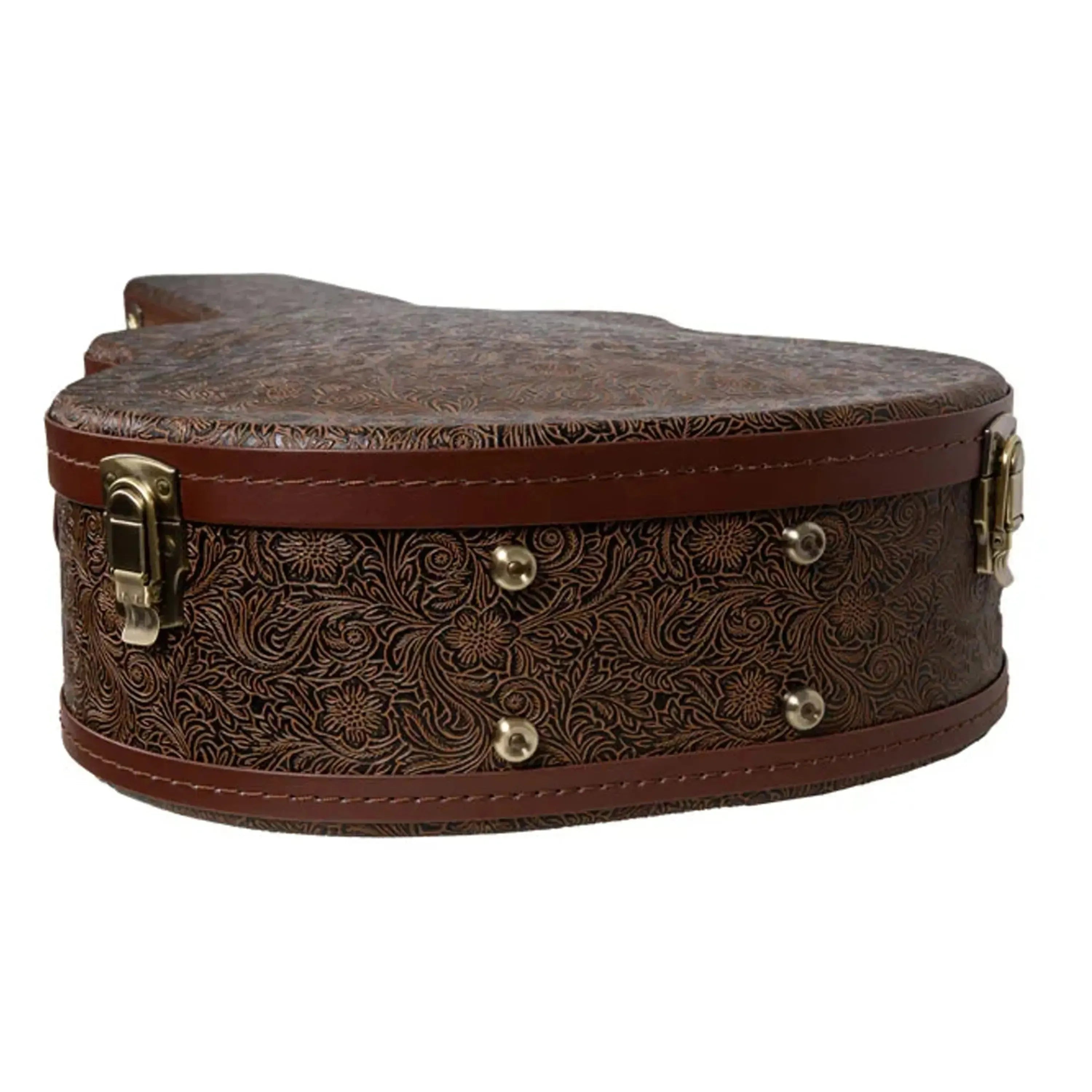Crossrock CRW530D Jumbo Dreadnought guitar case with vintage flora embossed brown PVC and brass hardware.