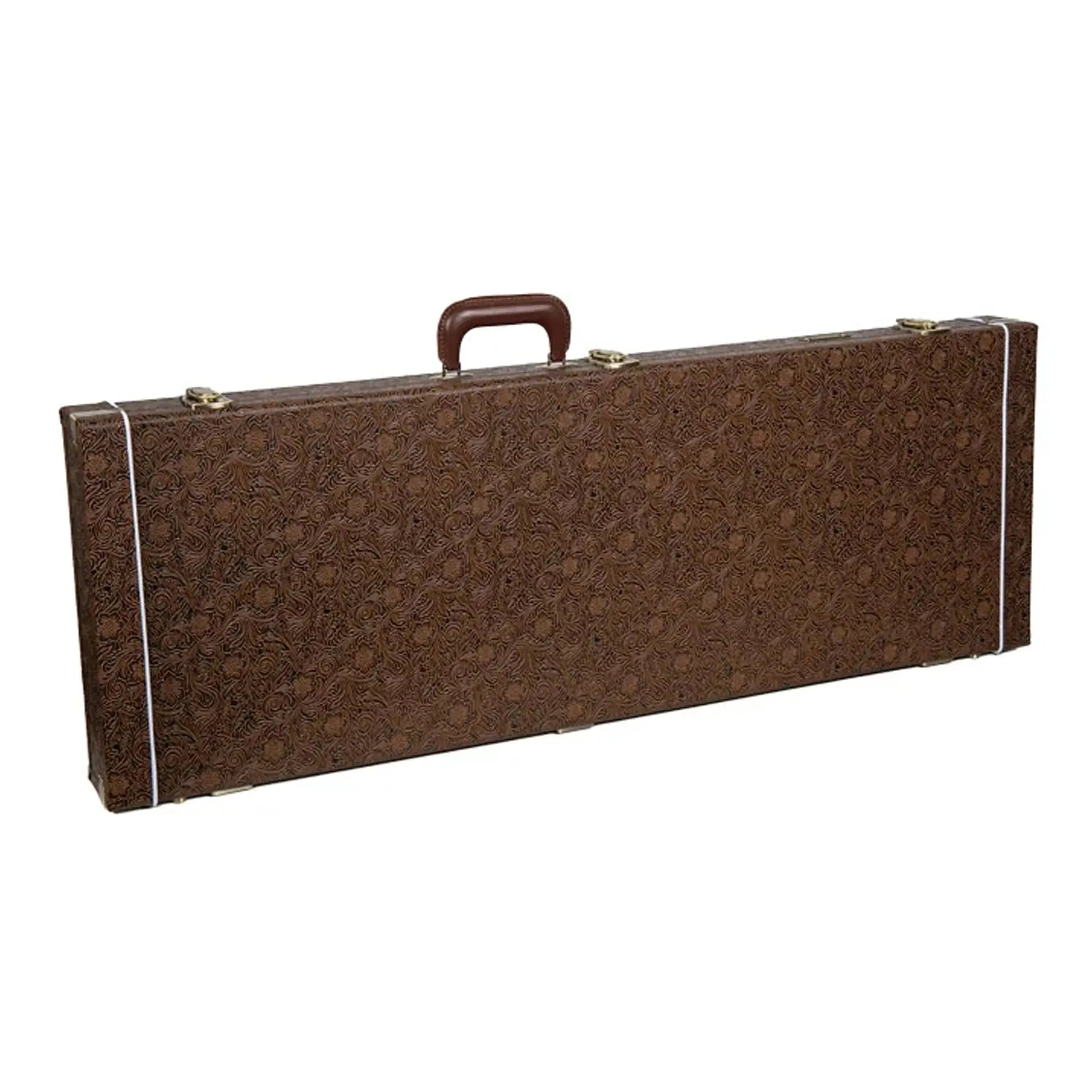 Crossrock CRW530E electric guitar case in blossom brown with embossed leather and white trim.