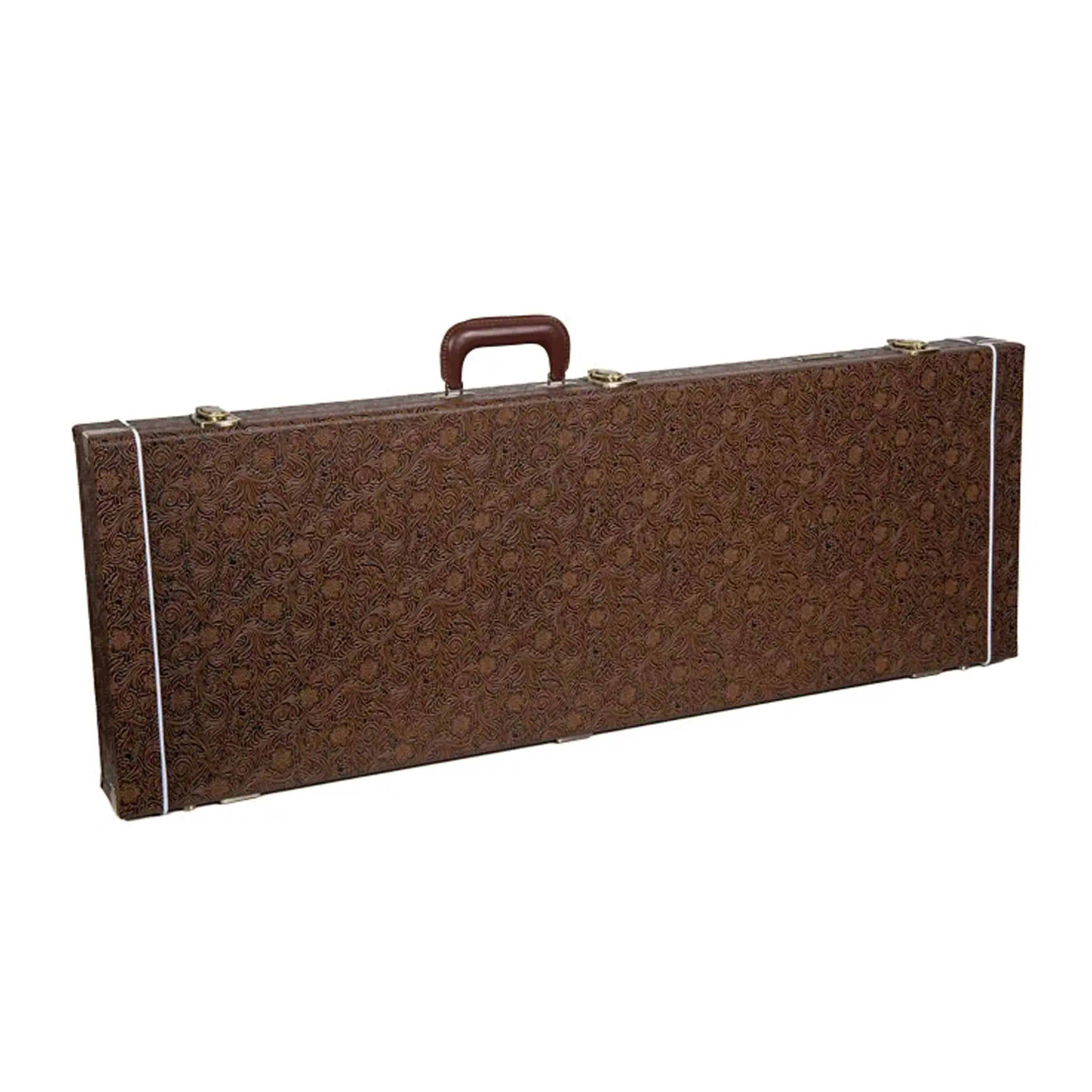 Crossrock CRW530JM Jazzmaster/Jaguar electric guitar case in blossom brown with embossed tweed PVC.