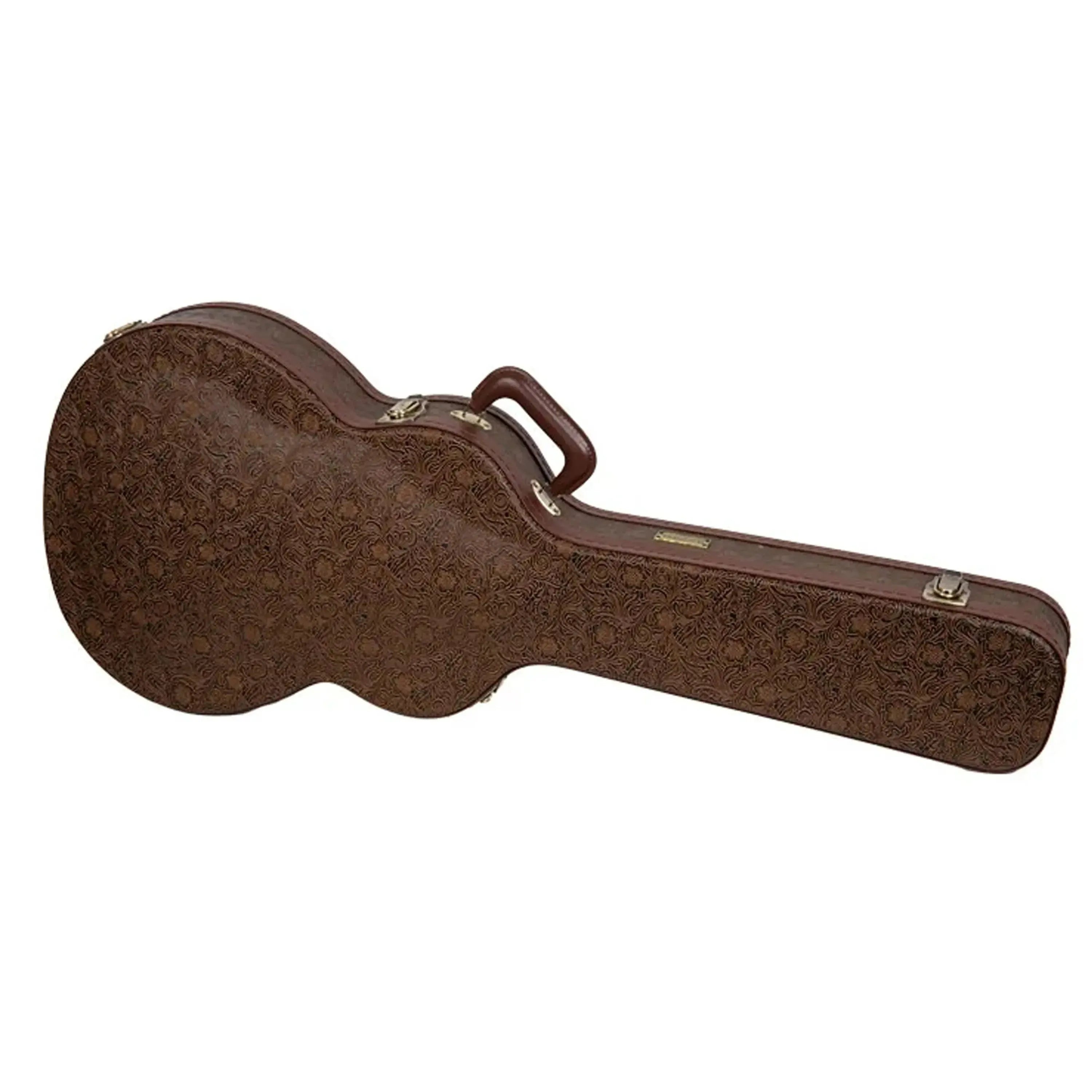 Crossrock CRW530SA 335 Style Semi-Hollow Electric Guitar Case, brown hardwood with blossom embossing.