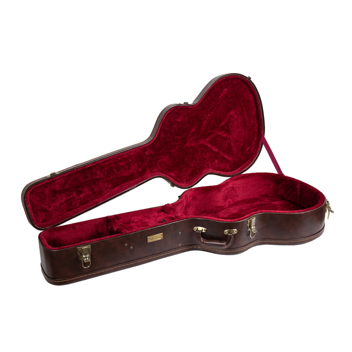 Crossrock CRW620-00012BR brown case open, showing the scarlet plush interior and accessory compartment.