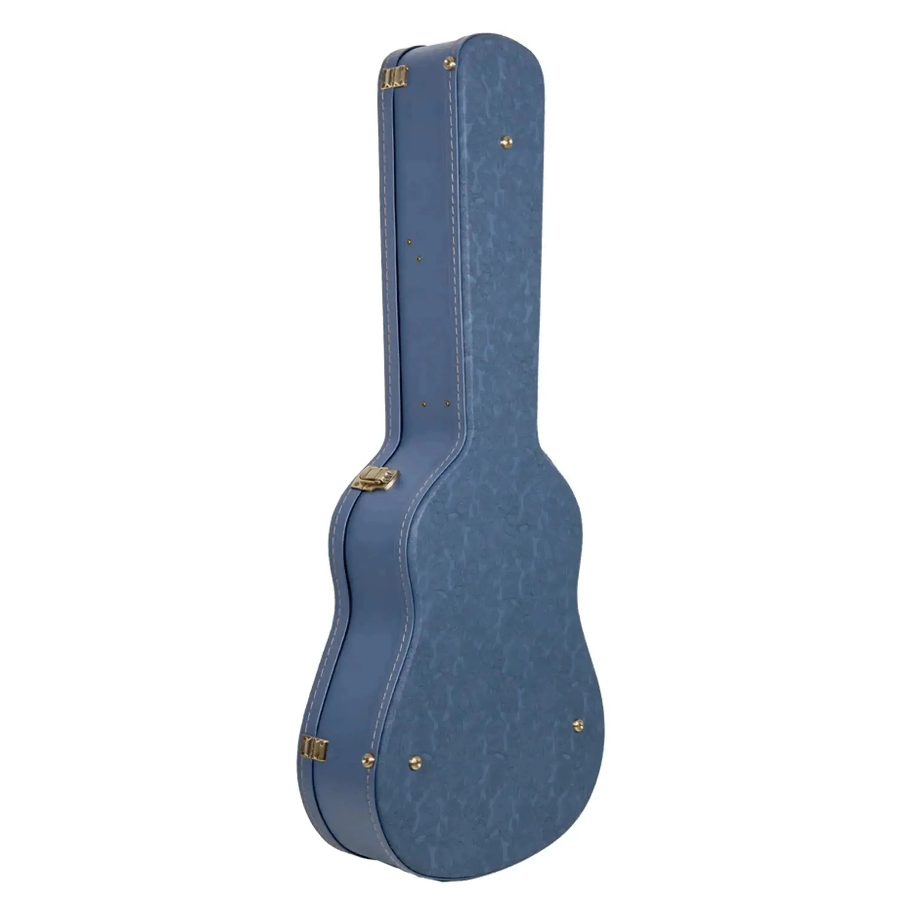 Crossrock CRW630C wooden classical guitar case in smoke-blue with gold hardware and vintage styling.