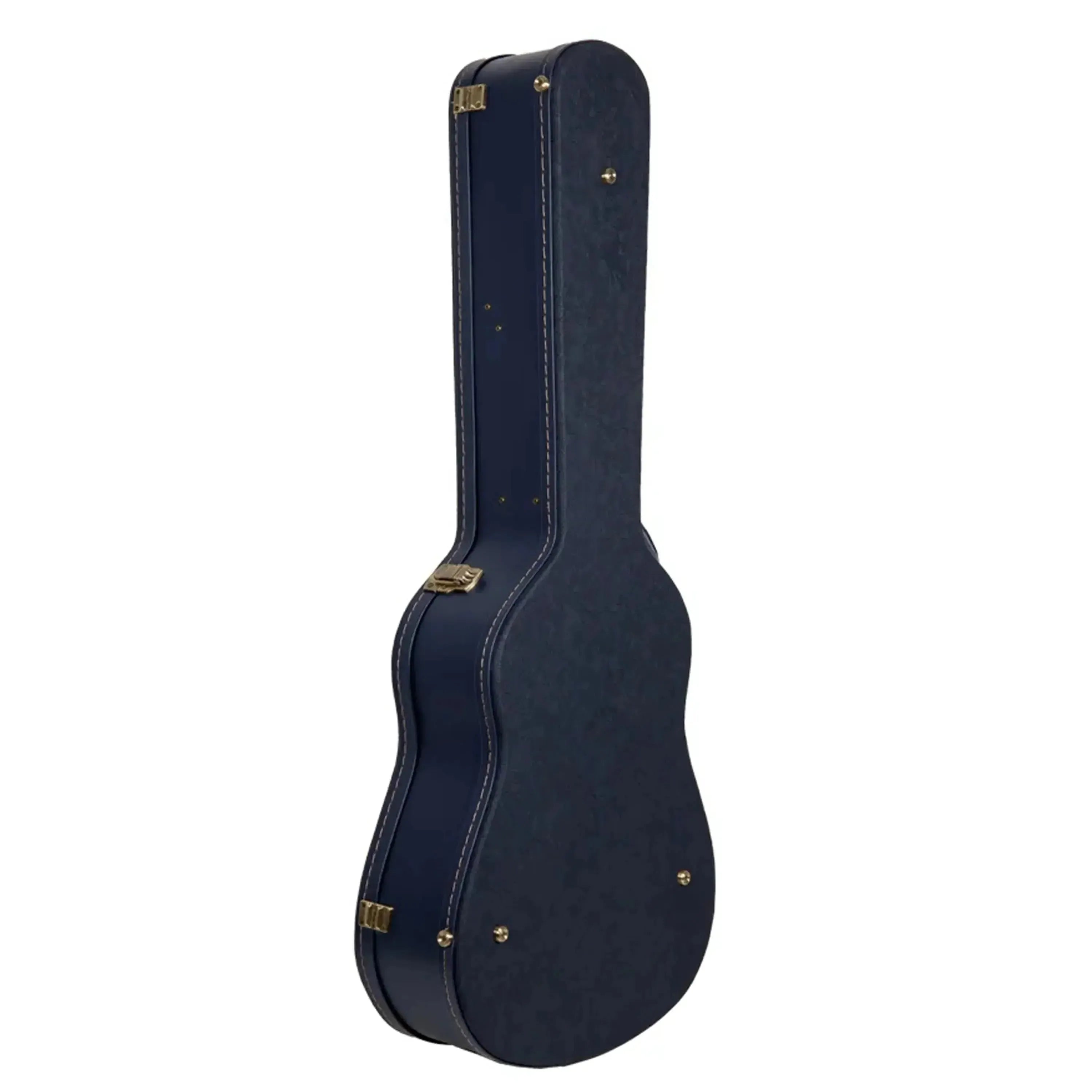 Crossrock CRW630D Wood Relief Series jumbo dreadnought guitar case in ocean-blue faux leather with gold latches.