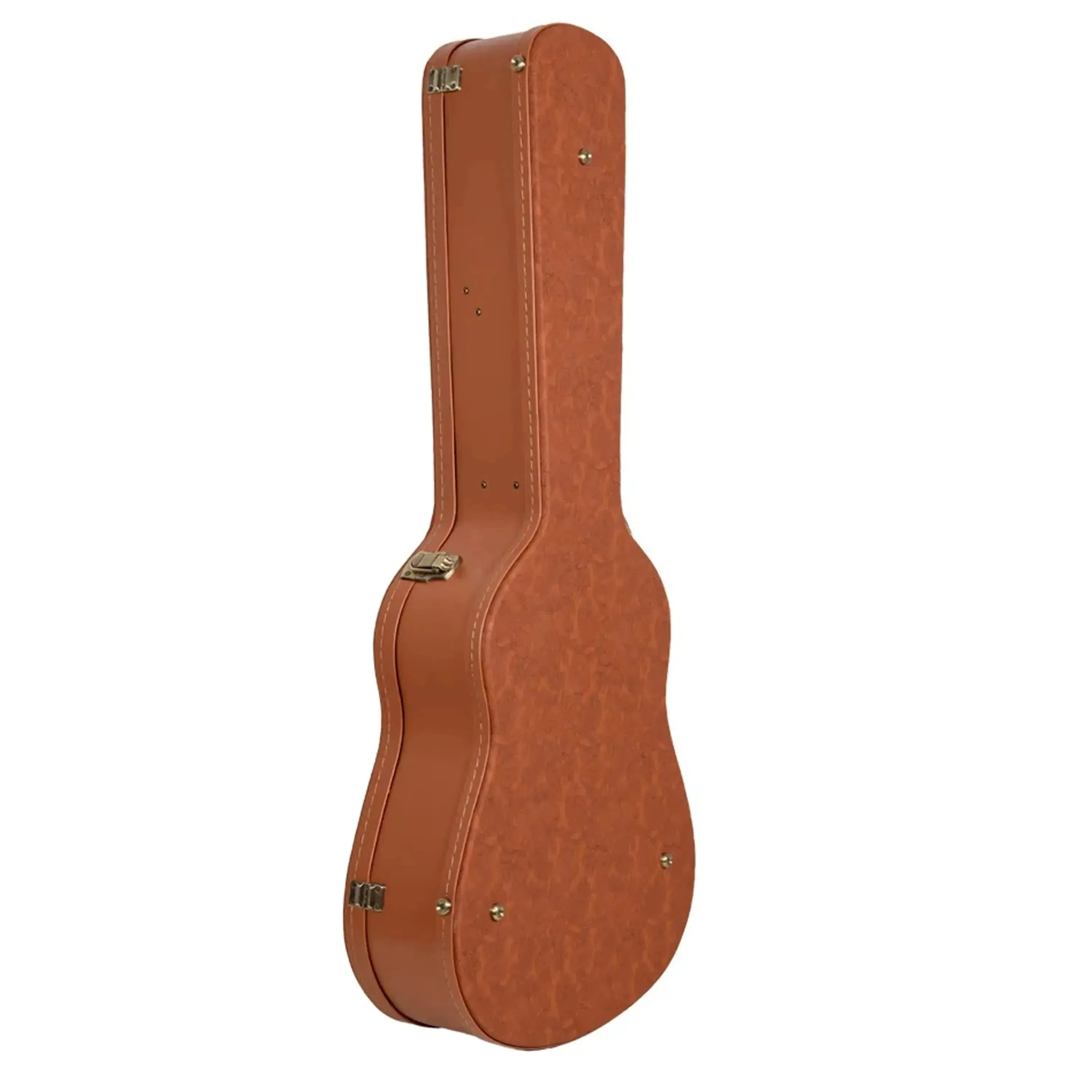 Crossrock CRW630D Wood Relief Series jumbo dreadnought guitar case in red-wood faux leather.