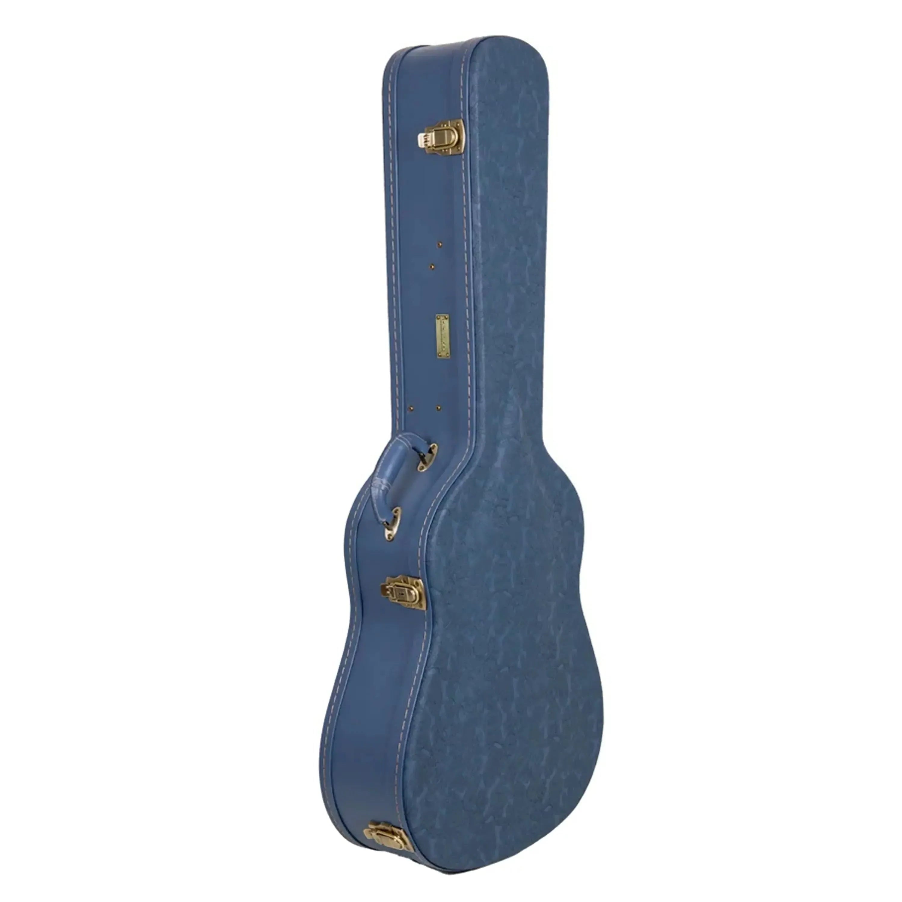 Crossrock CRW630D Jumbo Dreadnought guitar case in smoke-blue faux leather with gold latches.