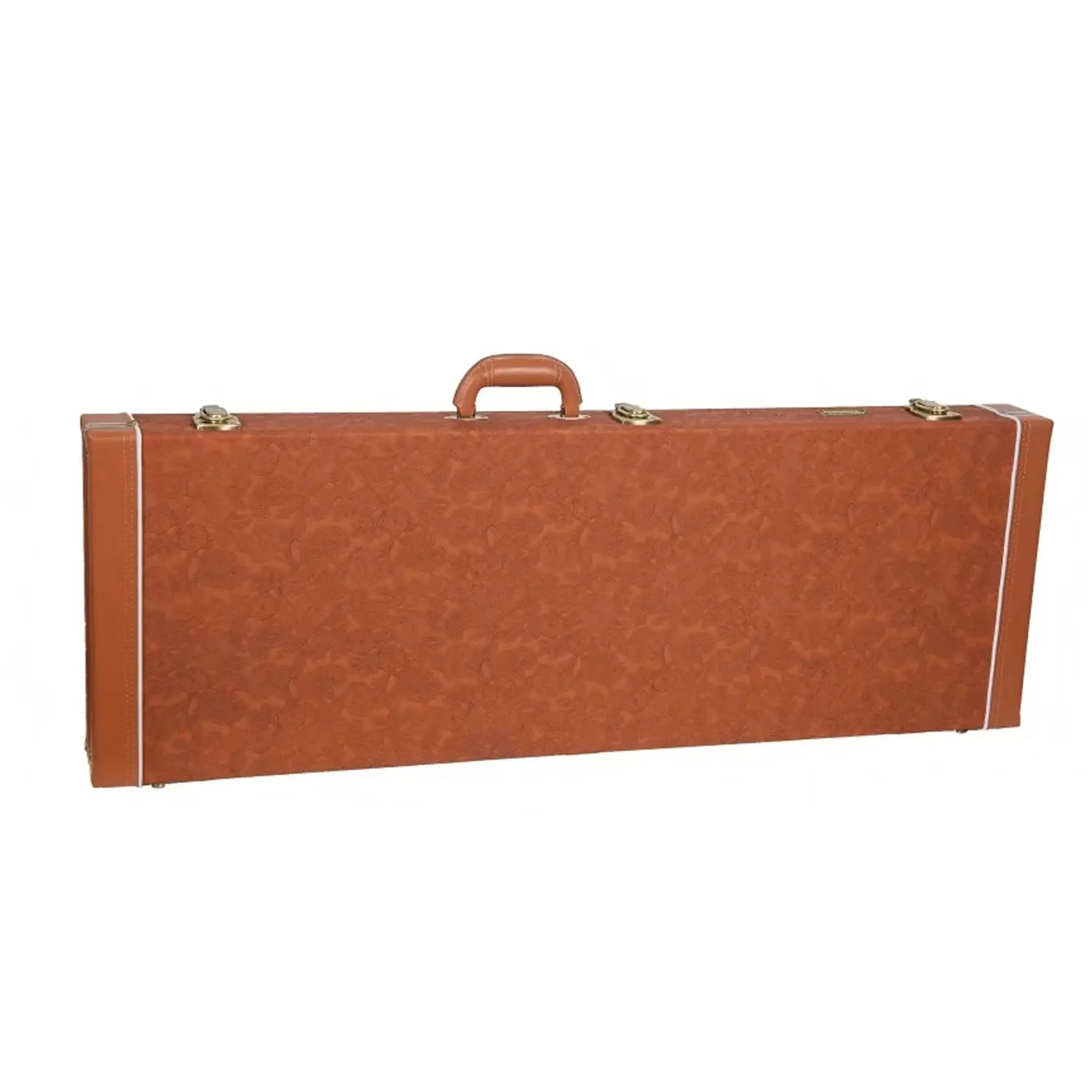 Crossrock CRW630E wooden electric guitar case in red-wood with carved faux leather exterior.