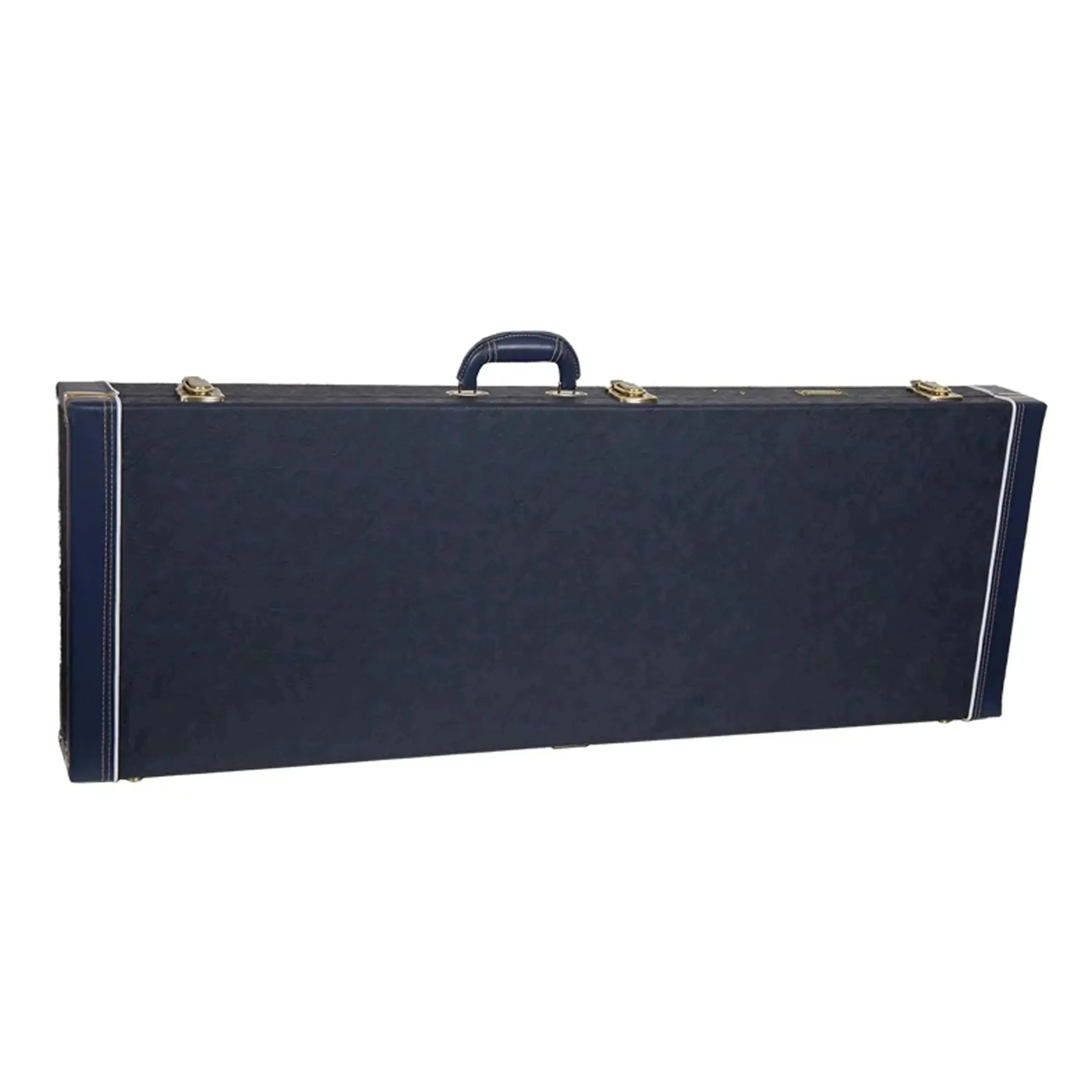 Crossrock CRW630JM wooden Jazzmaster style electric guitar case in ocean-blue with gold hardware.