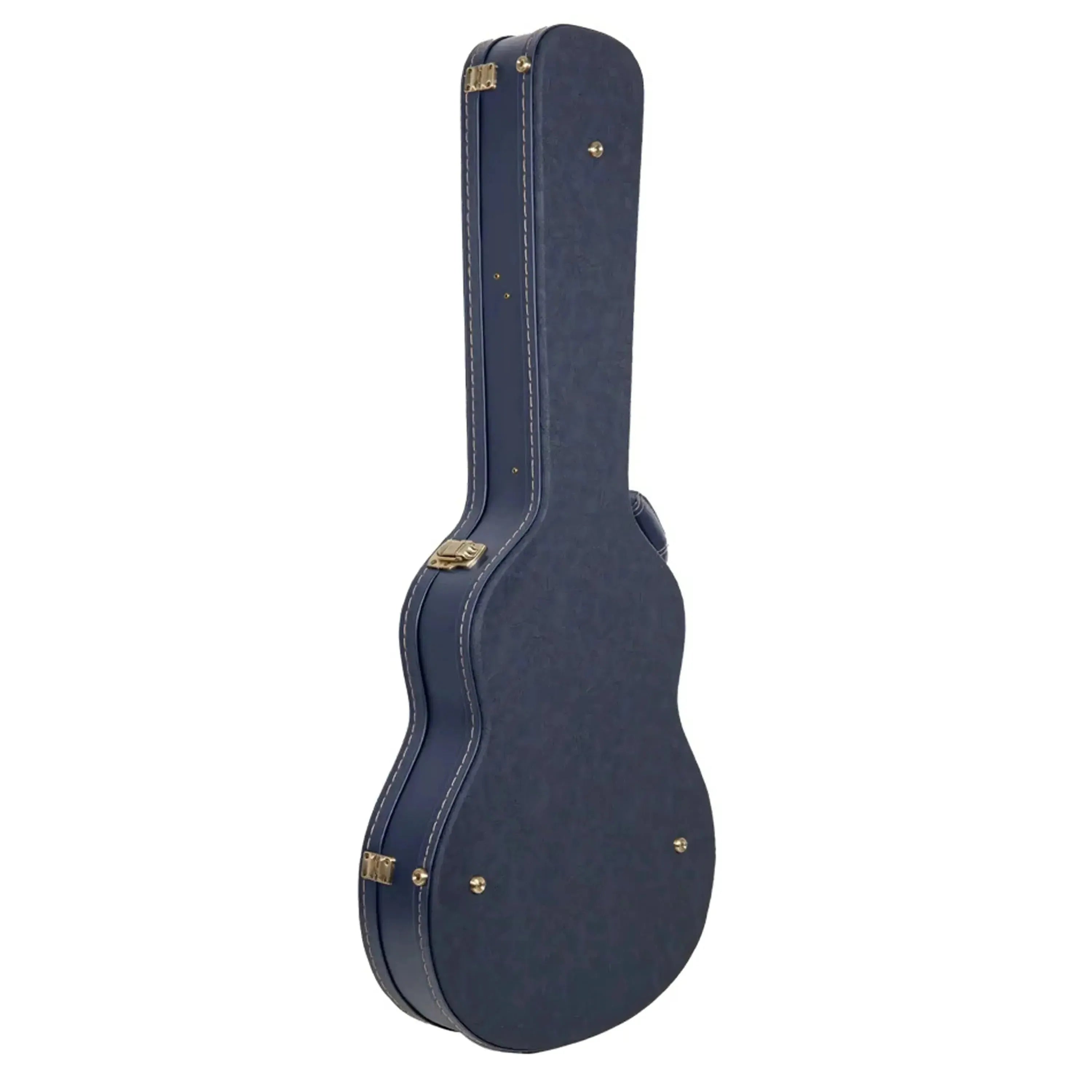 Crossrock CRW630SA ocean-blue wooden semi-hollow electric guitar case with gold latches.