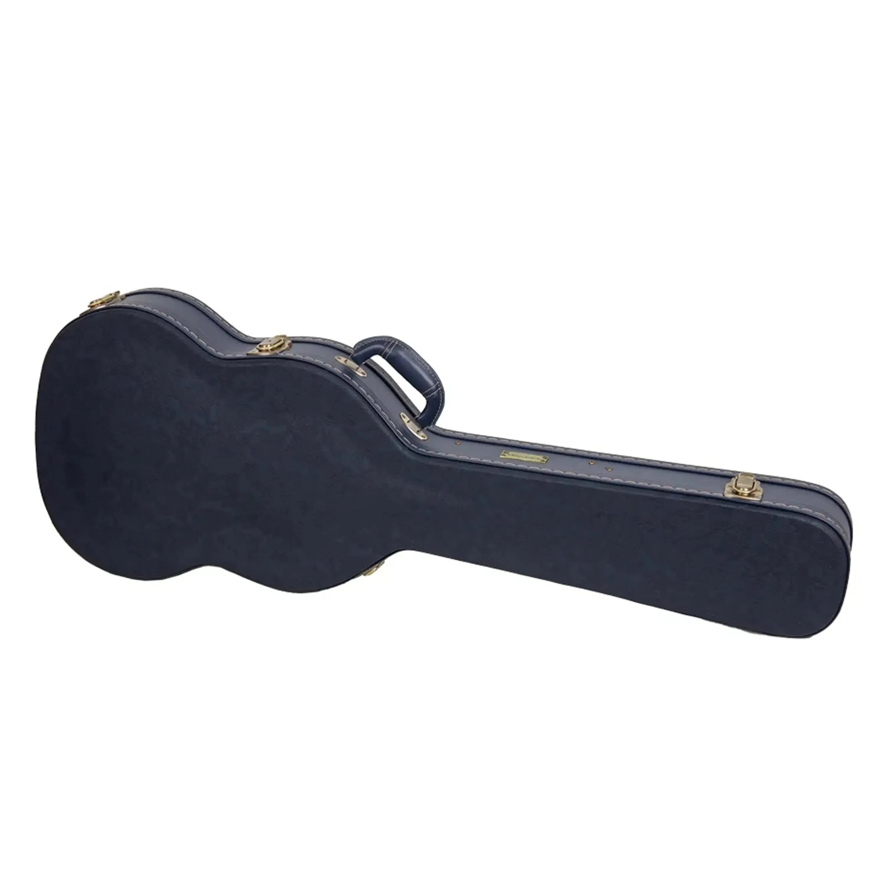 Crossrock CRW630SG SG electric guitar case in ocean-blue, featuring gold hardware and a sturdy handle.